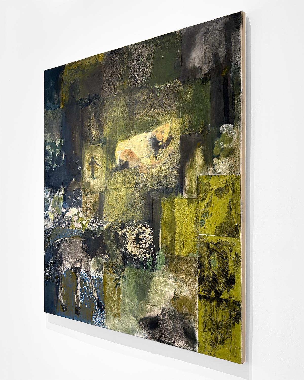 Coyote (Pintura figurativa surrealista negra, verde y azul) 6