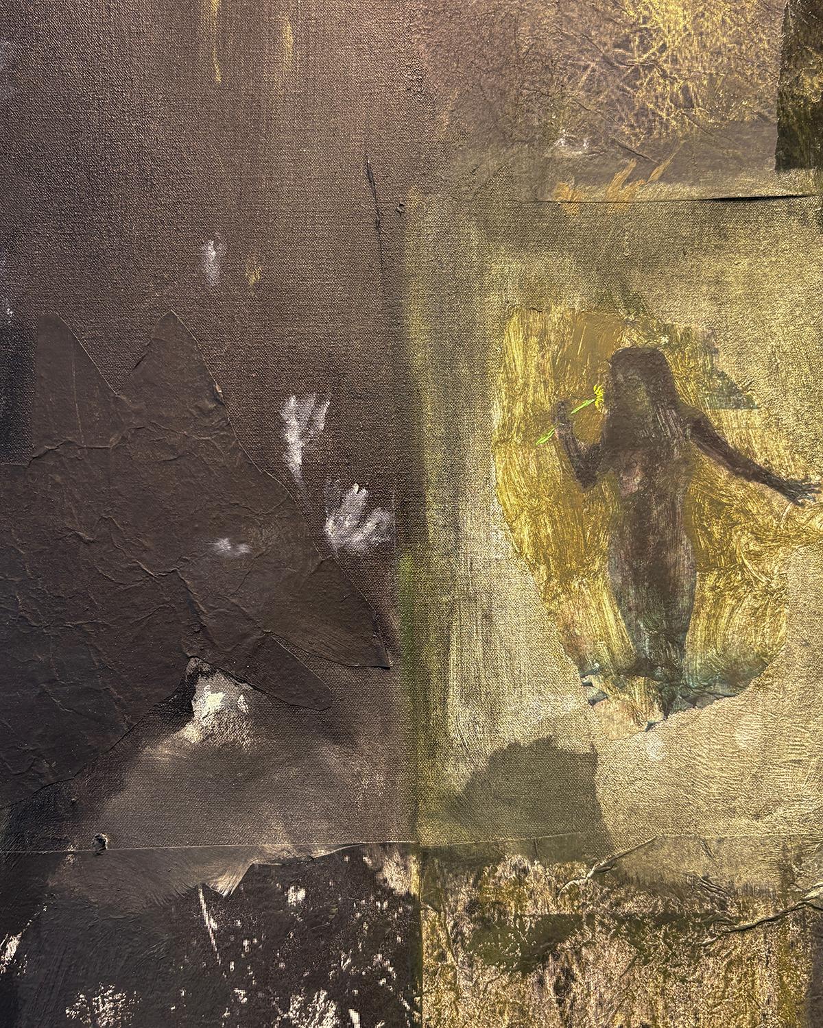 Coyote (Pintura figurativa surrealista negra, verde y azul) 1