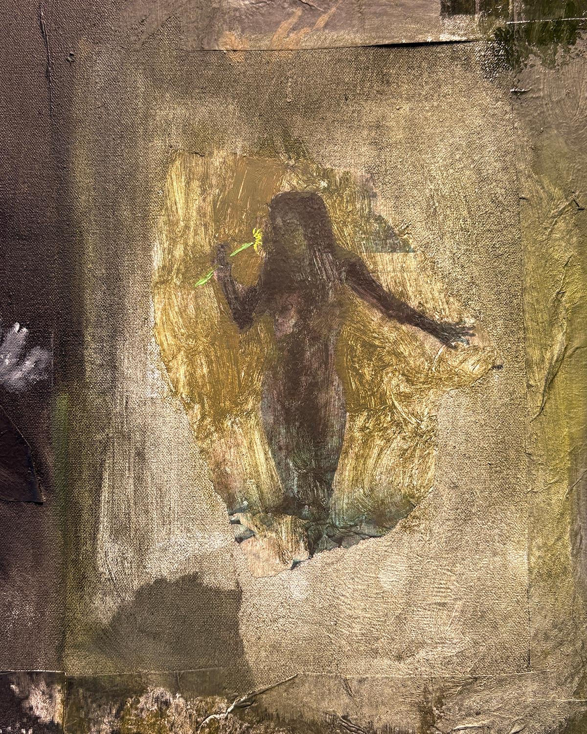 Coyote (Pintura figurativa surrealista negra, verde y azul) 2