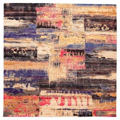 Tappeti India Sari di seta - Lana Marrone Avorio Rosa Giallo - 94139