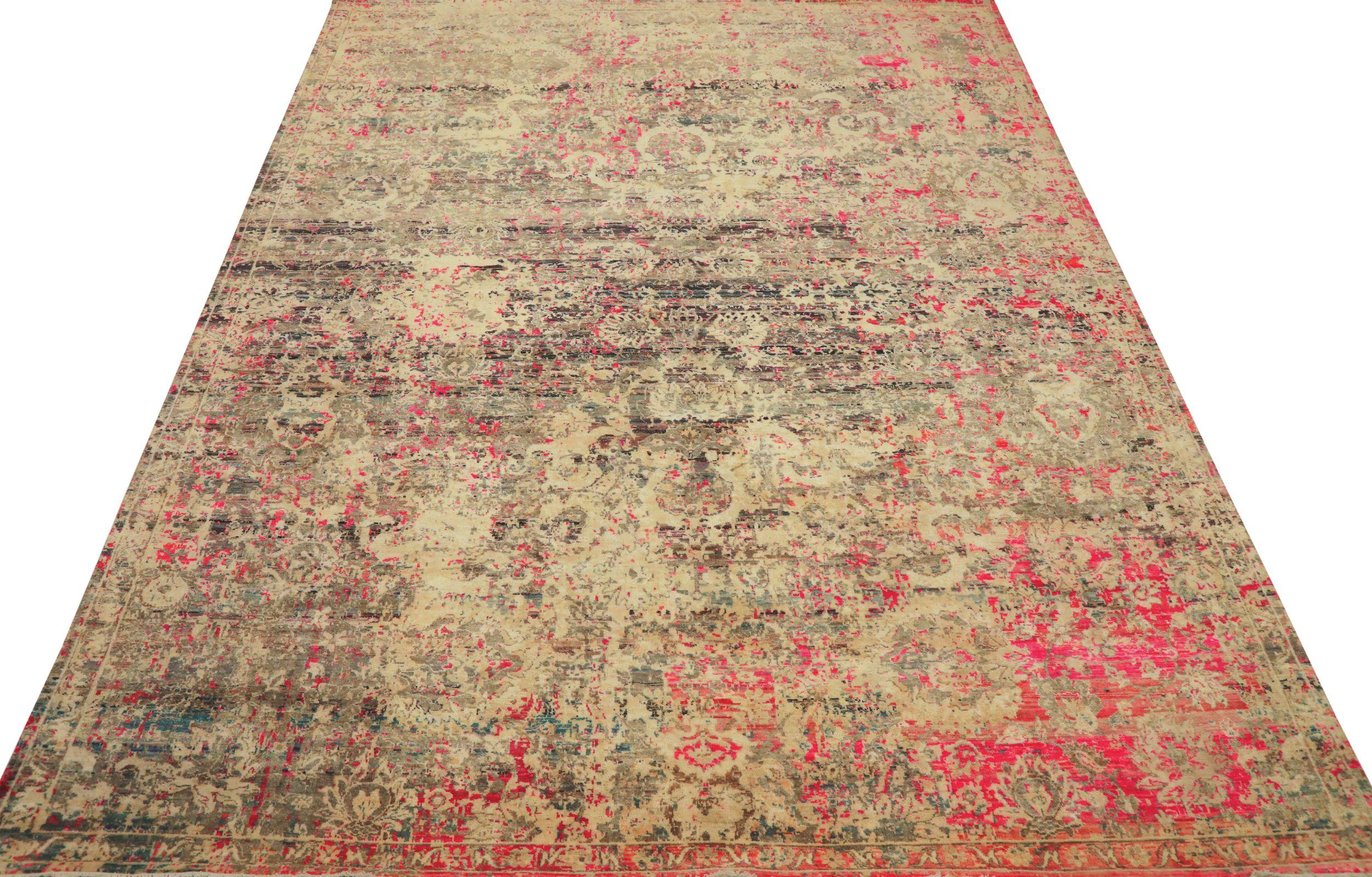 Découvrez l'élégance des tapis en soie Sari de l'Inde, datant de 1990. Conçu avec de la laine et du BrownIvoryRed, ce design exclusif est parfait pour mettre en valeur votre espace.