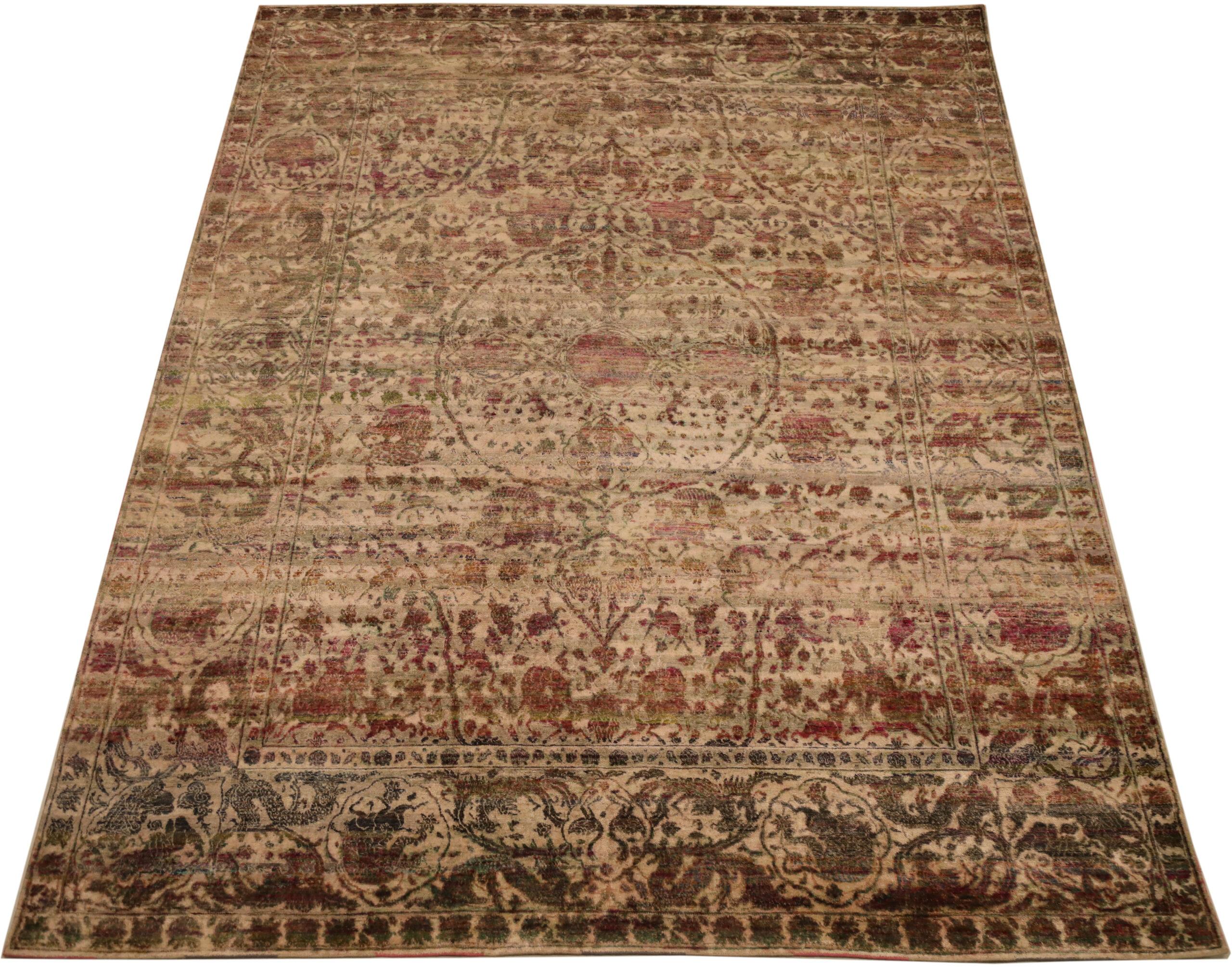 Découvrez l'élégance des tapis en soie Sari de l'Inde, datant de 1990. Conçu avec de la laine et de l'IvoryRed, ce design exclusif est parfait pour rehausser votre espace.