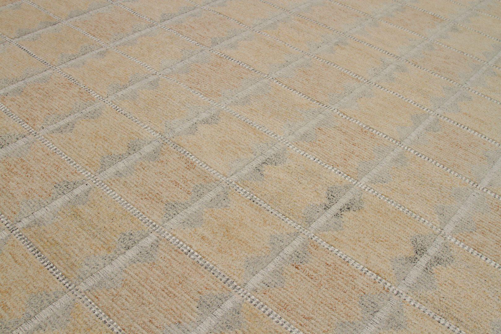 Moderno Tappeti India Scandinavian Area Rugs Circa 1970 - Lana Avorio Design - 92615 in vendita