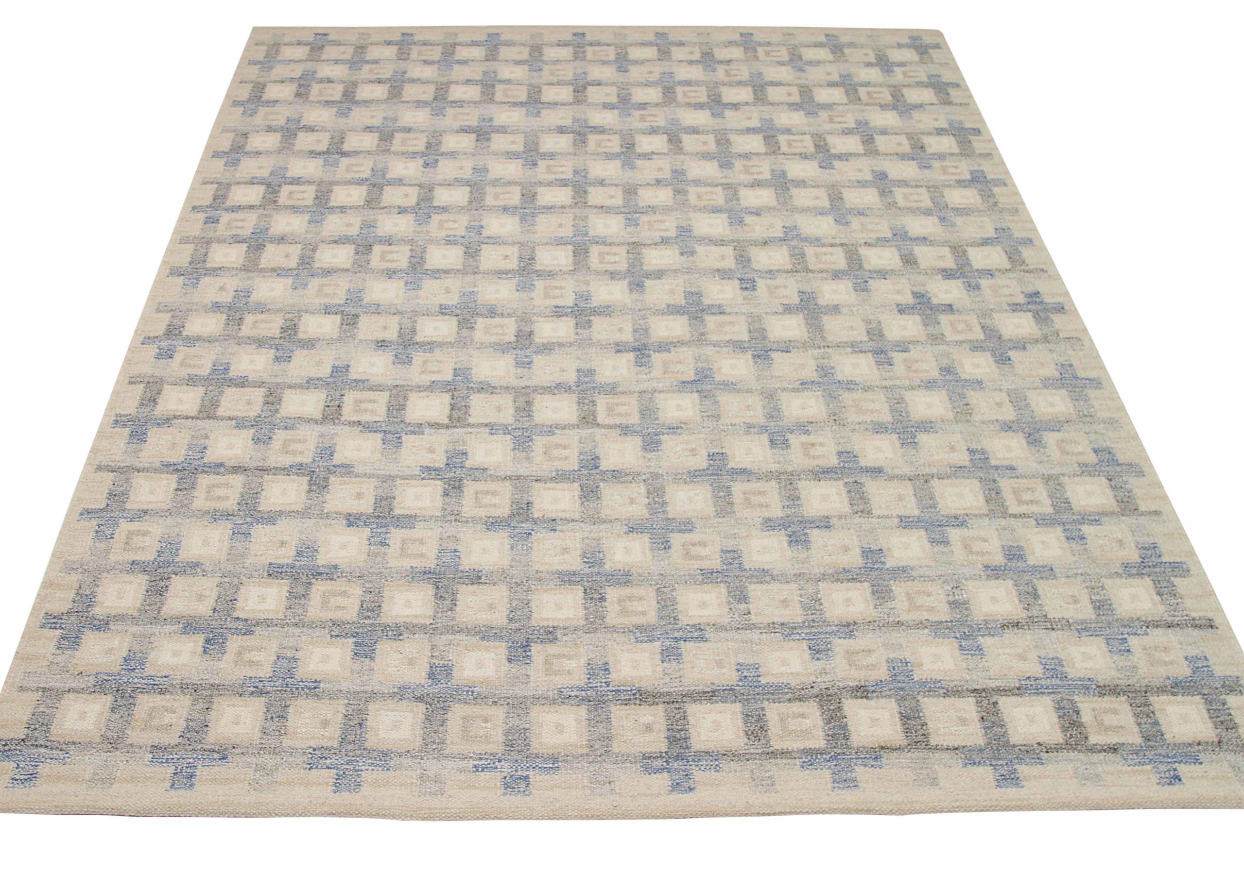 Descubre la elegancia de la India escandinava con las alfombras de área de Circa 1990. Diseñado con lana y azul marfil, este diseño exclusivo es perfecto para realzar tu espacio.