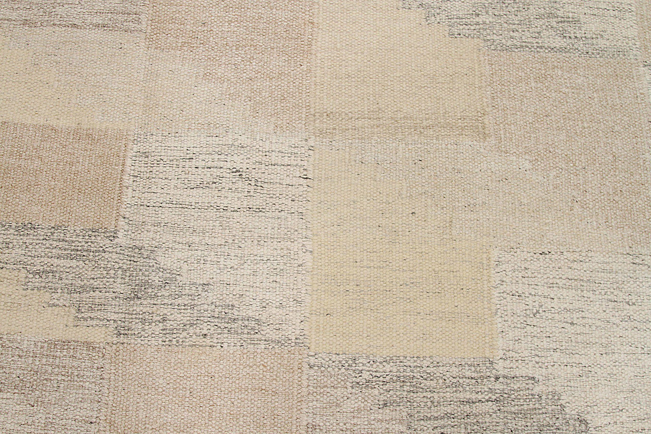 Skandinavische Teppiche aus Indien, ca. 1990, elfenbeinfarben, Design aus Wolle, 92384 im Zustand „Hervorragend“ im Angebot in Dallas, TX