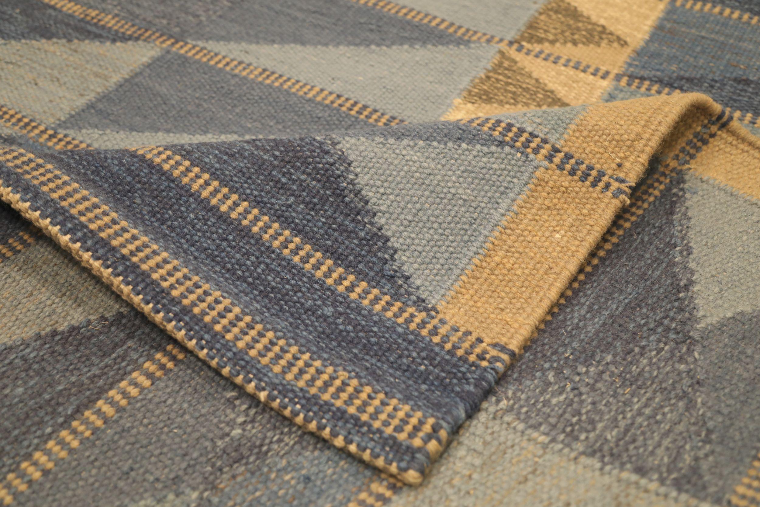 Moderno Tappeti India Scandinavian Area Rugs - Lana Blu Avorio Blu Navy - 93779 in vendita