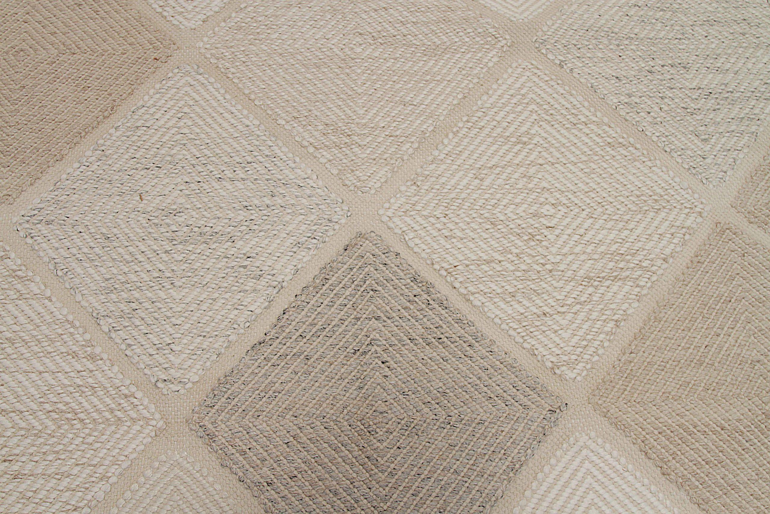 Indien skandinavischen über Größe Teppich CIRCA 1990 - Wolle Brown Elfenbein Taupe - 92381 (Moderne) im Angebot