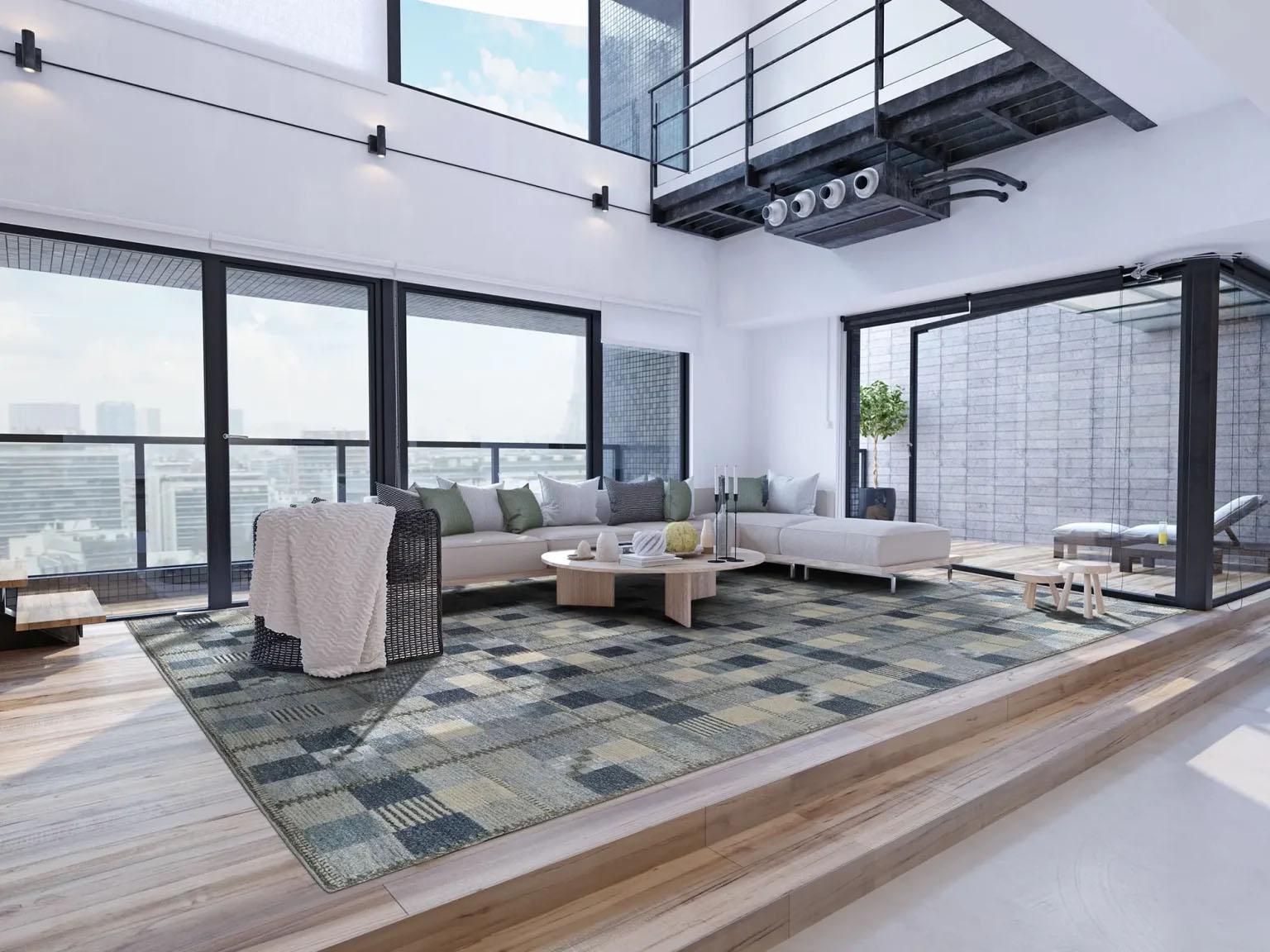 Découvrez l'élégance du tapis Over Size India Scandinavian de Circa 1990. Conçu avec de la laine et du Design/One, ce design exclusif est parfait pour mettre en valeur votre espace.