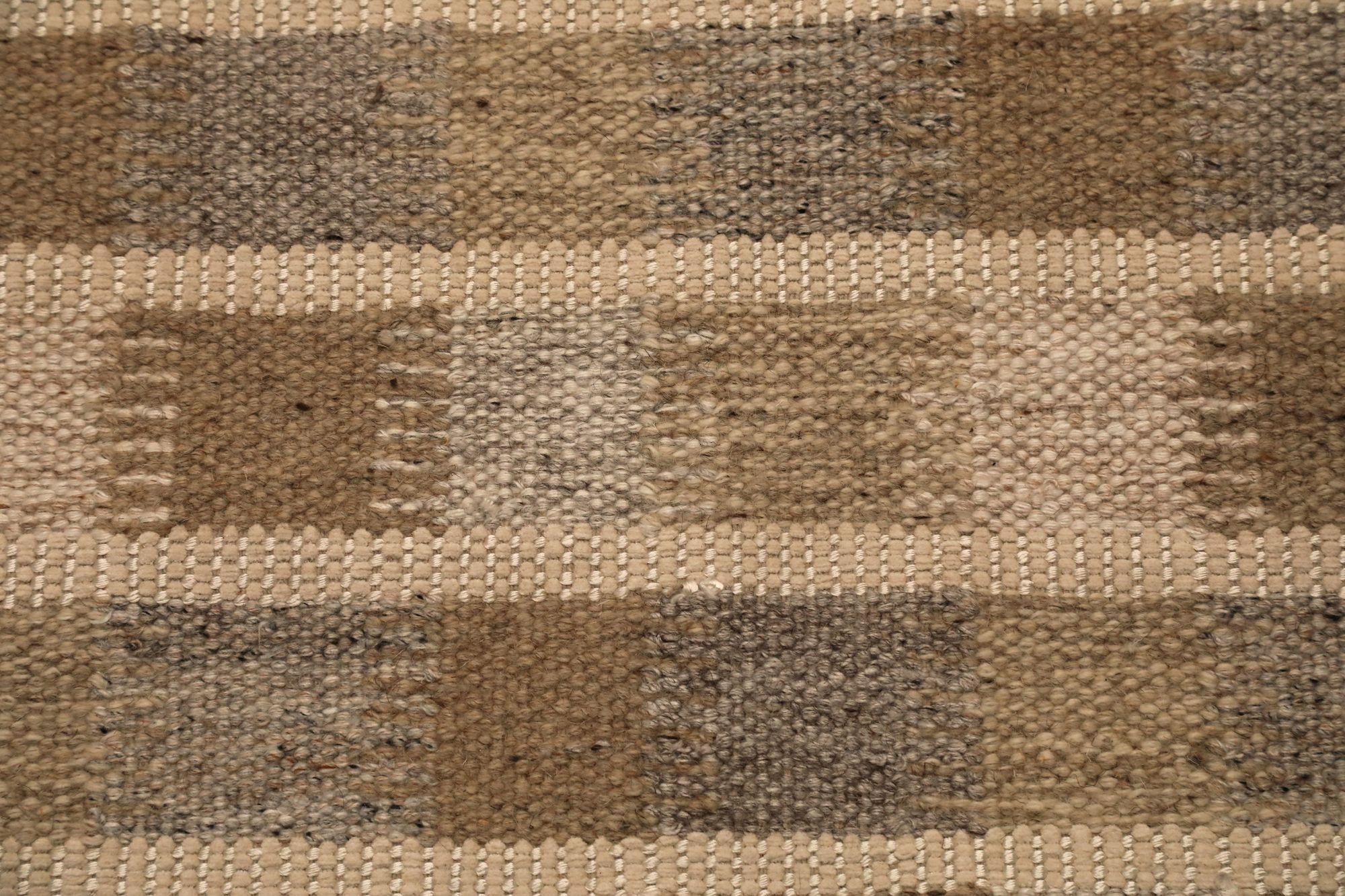 India Scandinavian Over Size Teppich - Wolle Braun Grau Elfenbein - 92369 (Indisch) im Angebot