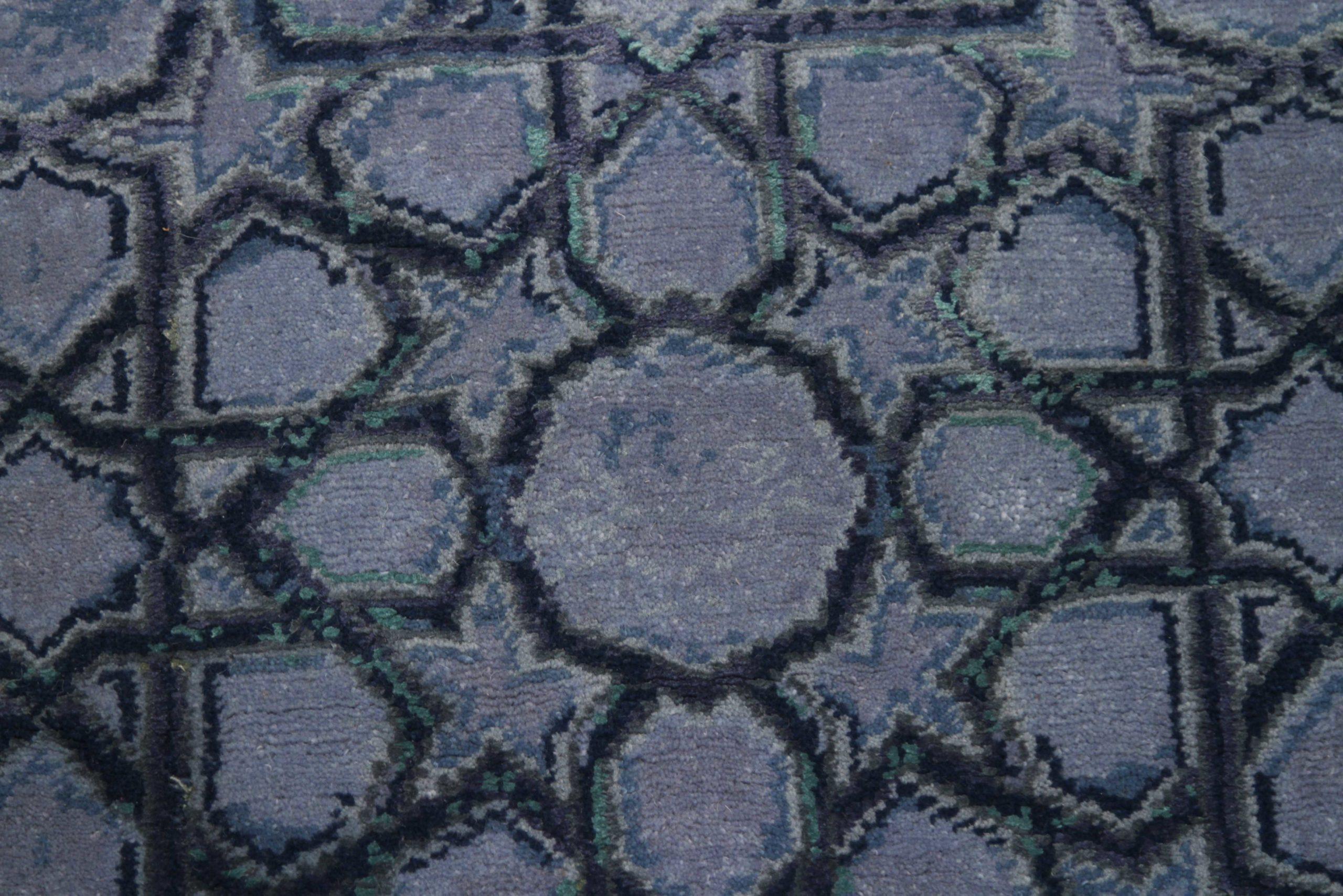 20th Century India Small Rug Circa 1990 - Wool Blue Brown Design - 90670 For Sale
