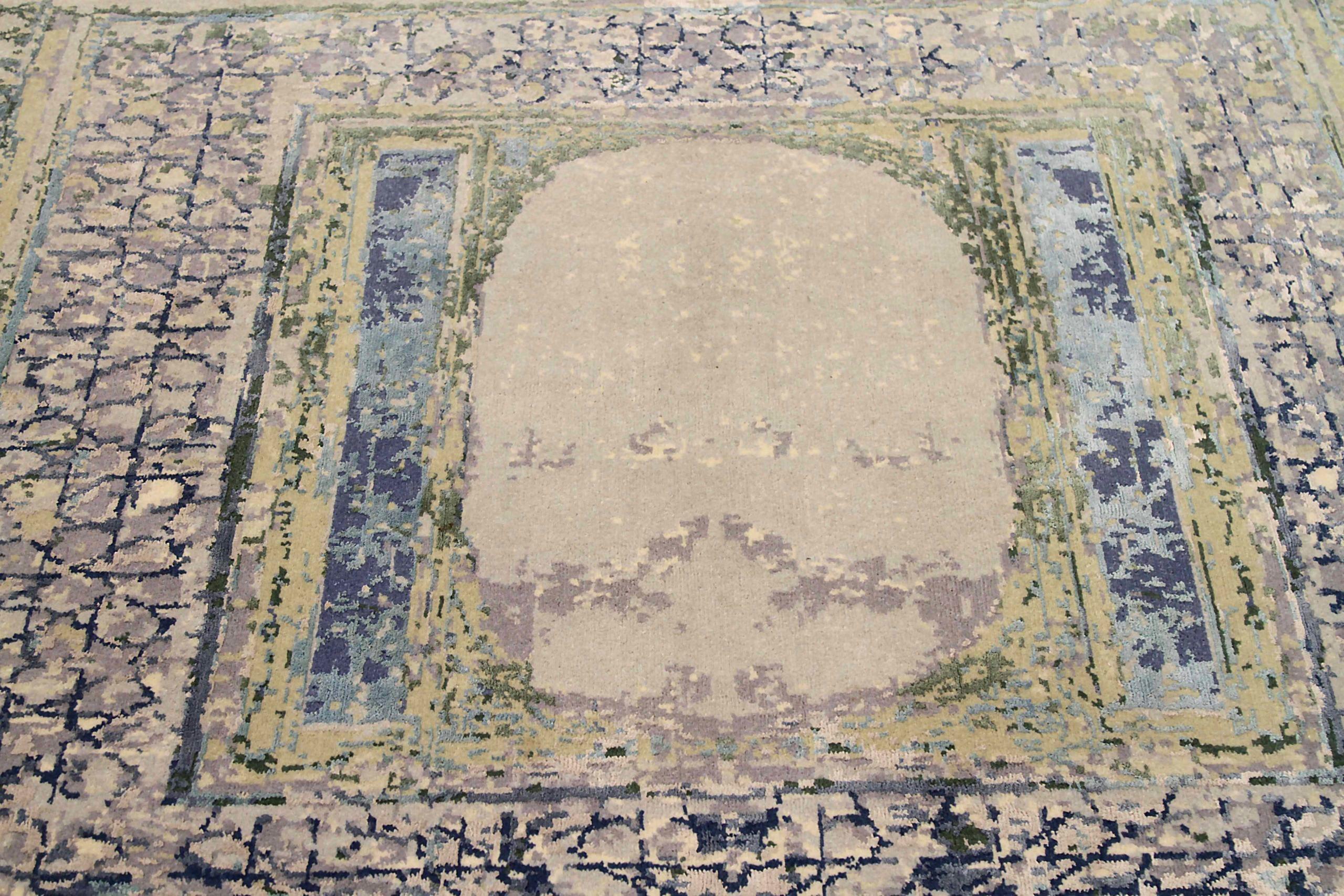 Tappeto India Small/One circa 1990 - Lana Blu Marrone Verde Avorio Design - 90672 In condizioni ottime in vendita a Dallas, TX