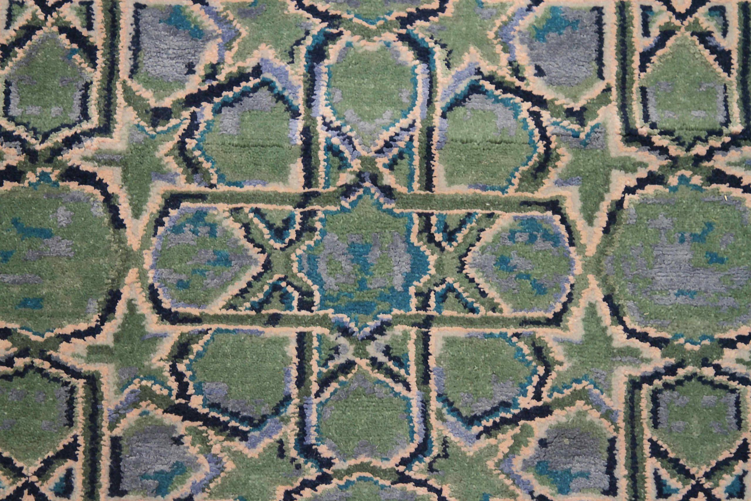 XX secolo Tappeto India Small/One circa 1990 - Lana Blu Marrone Verde Avorio Design - 90680 in vendita