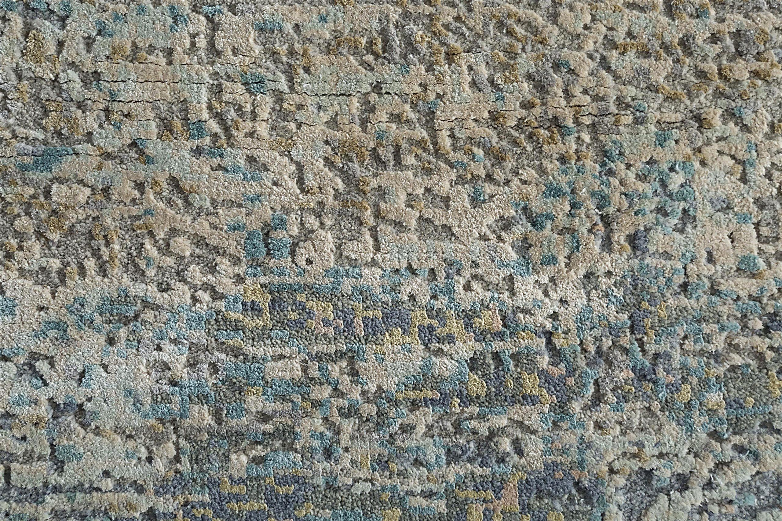 Indien Kleiner Teppich CIRCA 1990 - Wolle Blau Braun Elfenbein Design - 90648 im Zustand „Hervorragend“ im Angebot in Dallas, TX