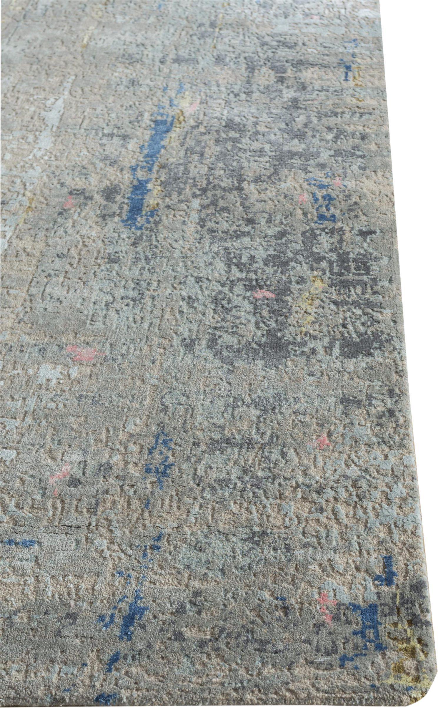 Indian India Small Rug Circa 1990 - Wool Blue Brown Taupe Design - 90634 For Sale