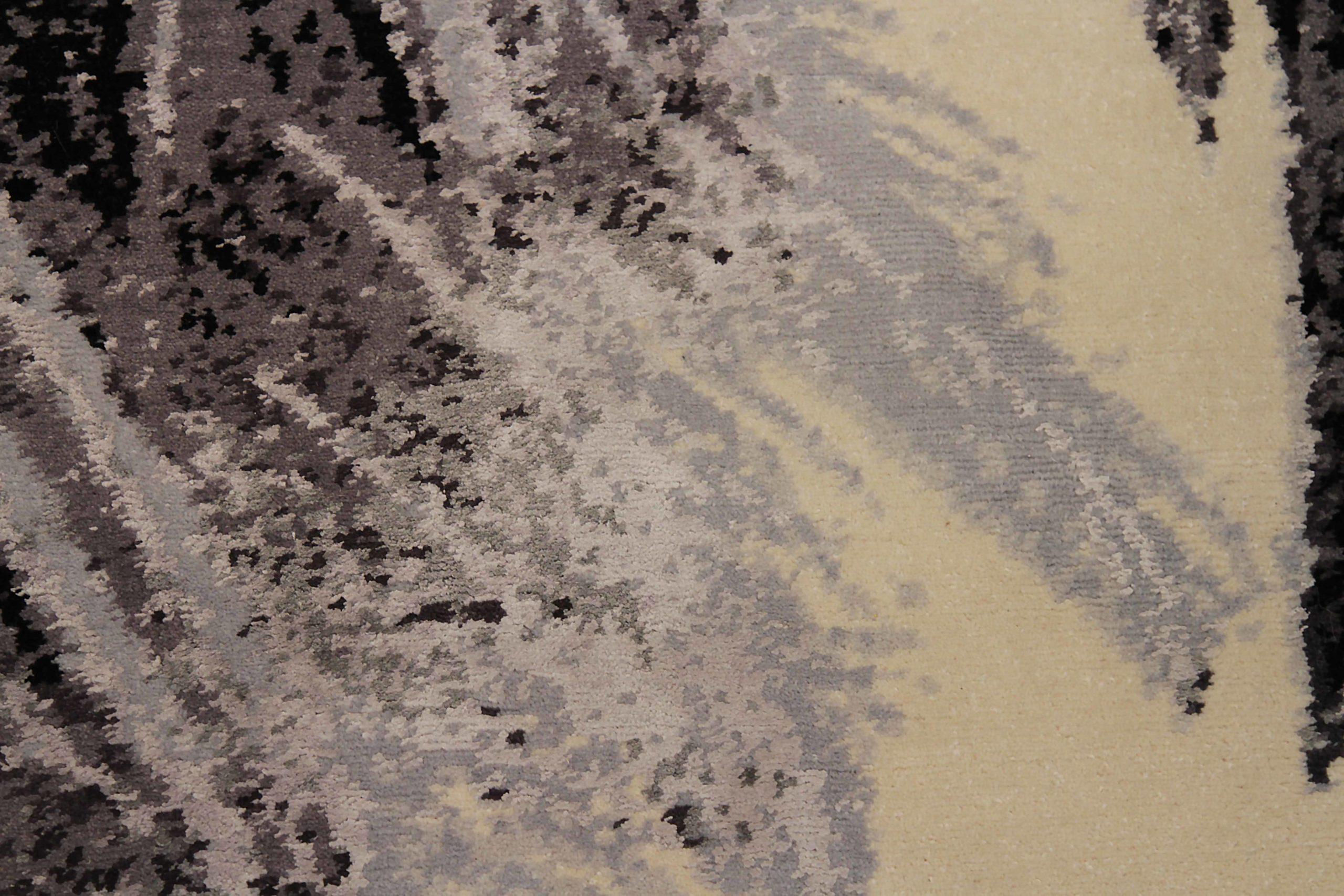 Indien Kleiner Teppich CIRCA 1990 - Wolle Braun Grau Elfenbein Design - 90669 (20. Jahrhundert) im Angebot