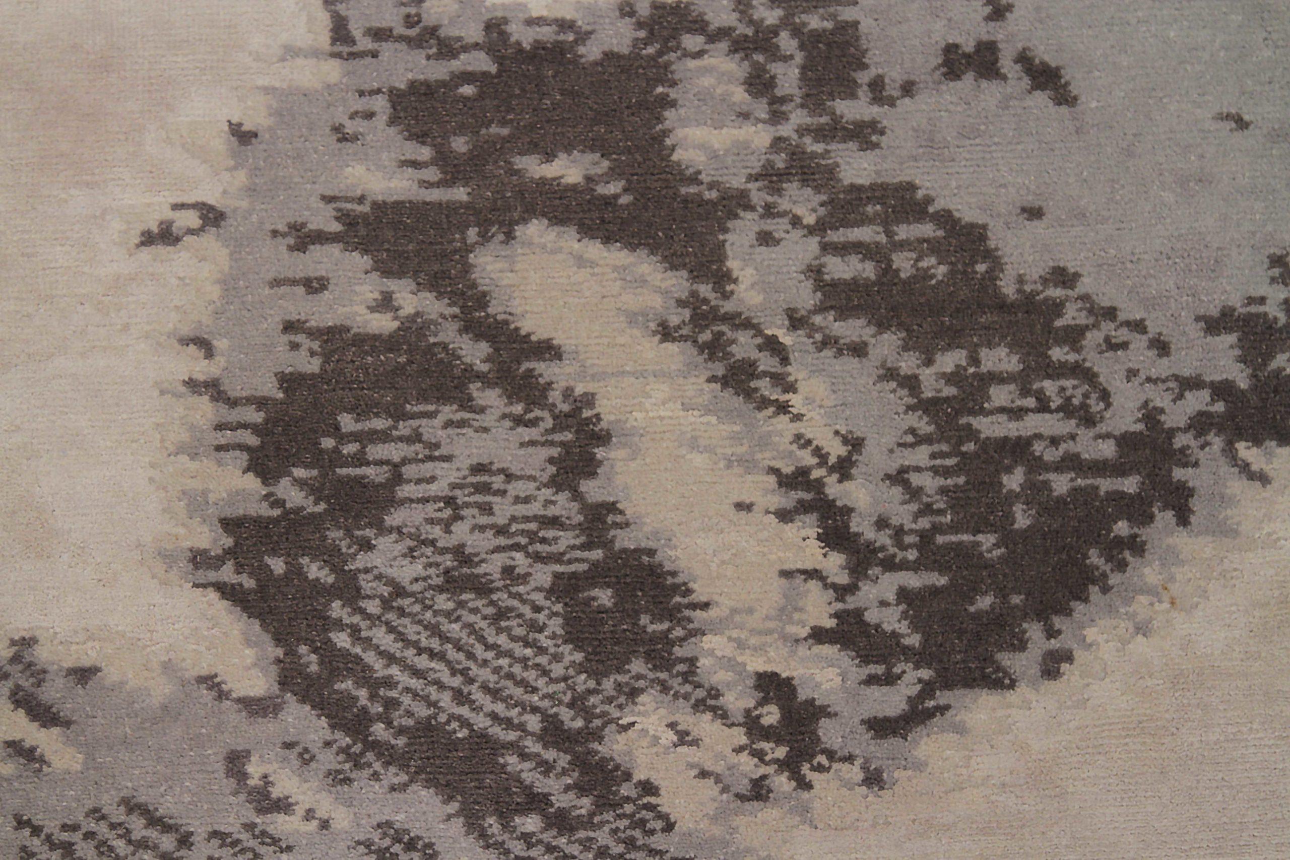 Indien Kleiner Teppich CIRCA 1990 - Wolle Braun Grau Elfenbein Design - 90671 (20. Jahrhundert) im Angebot