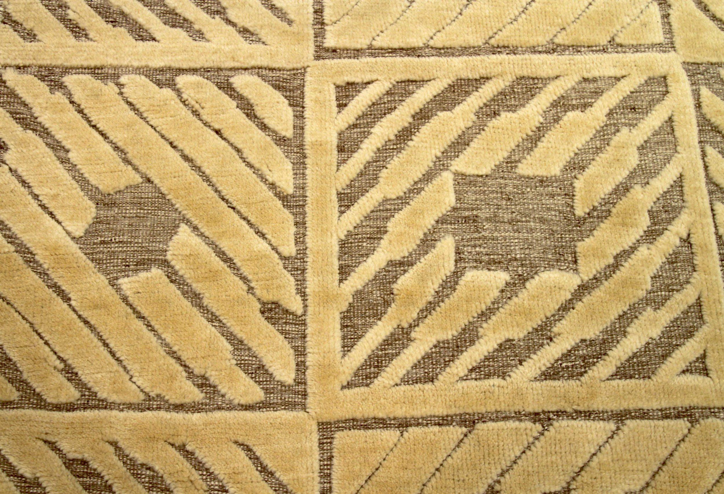 Alfombra Pequeña India Circa 1990 - Lana Marrón Diseño Amarillo - 90600 siglo XX en venta