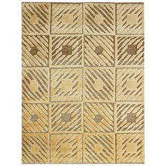 Petit tapis de l'Inde Circa 1990 - Laine, Brown Design Jaune - 90600