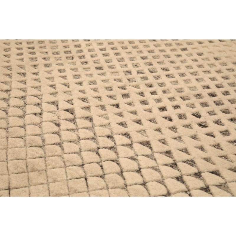 Indien Kleiner Teppich - Wolle Braun Elfenbein Design - 98036 (Moderne) im Angebot