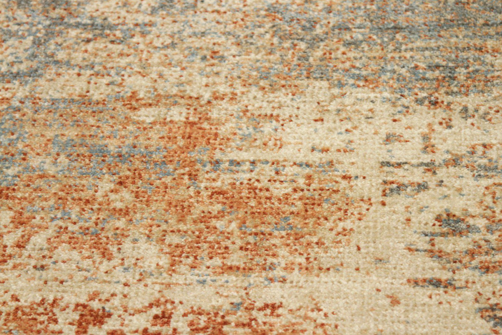 Kleiner indischer Teppich - Wolle Grau Elfenbein Orange Design - 92635 im Zustand „Hervorragend“ im Angebot in Dallas, TX