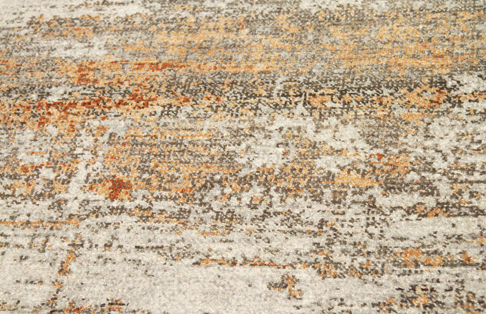 Kleiner indischer Teppich - Wolle Elfenbein Orange Rot Design - 92634 (Indisch) im Angebot
