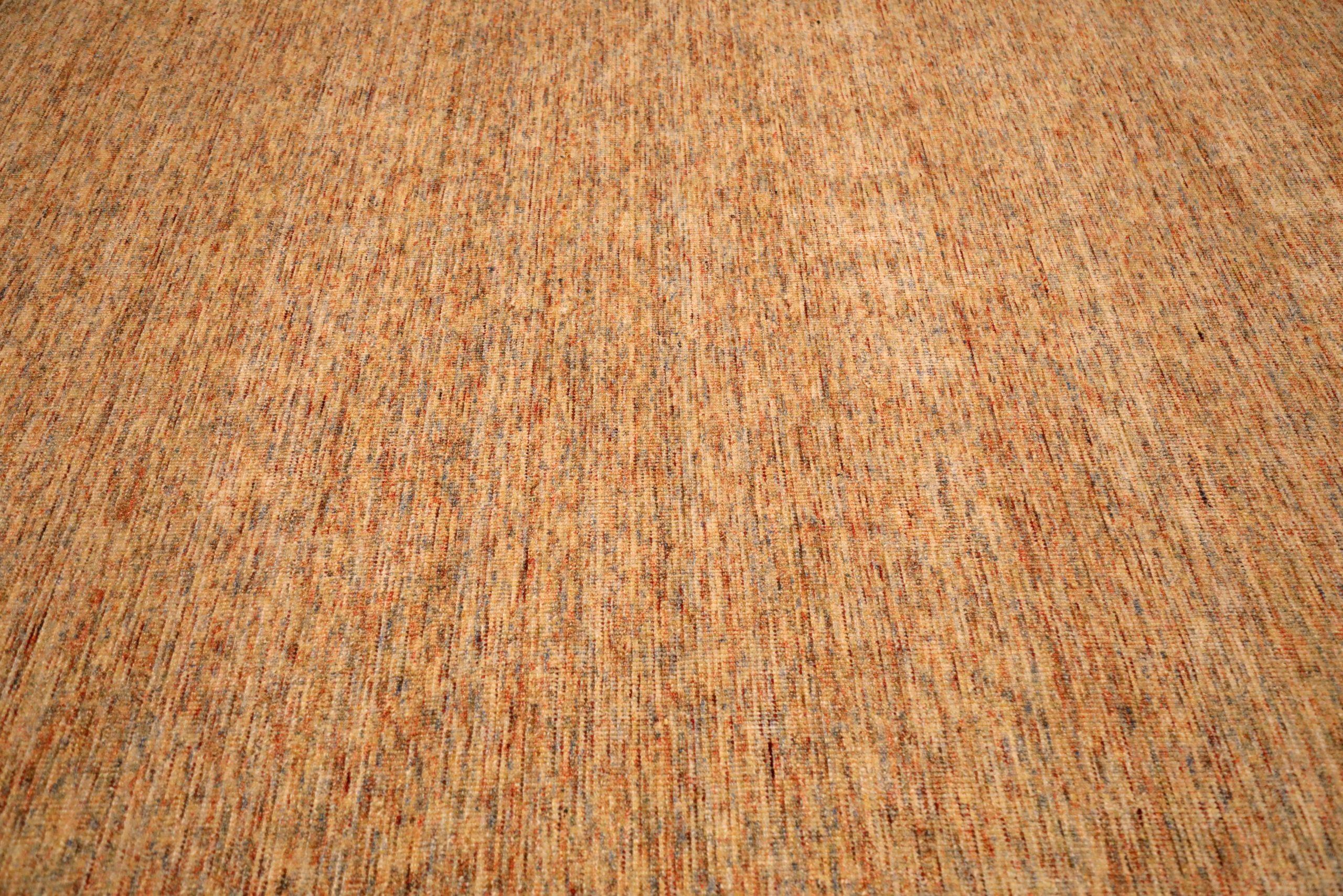 Moderne Tapis d'Inde à motifs rouges et jaunes en coton 93685 en vente