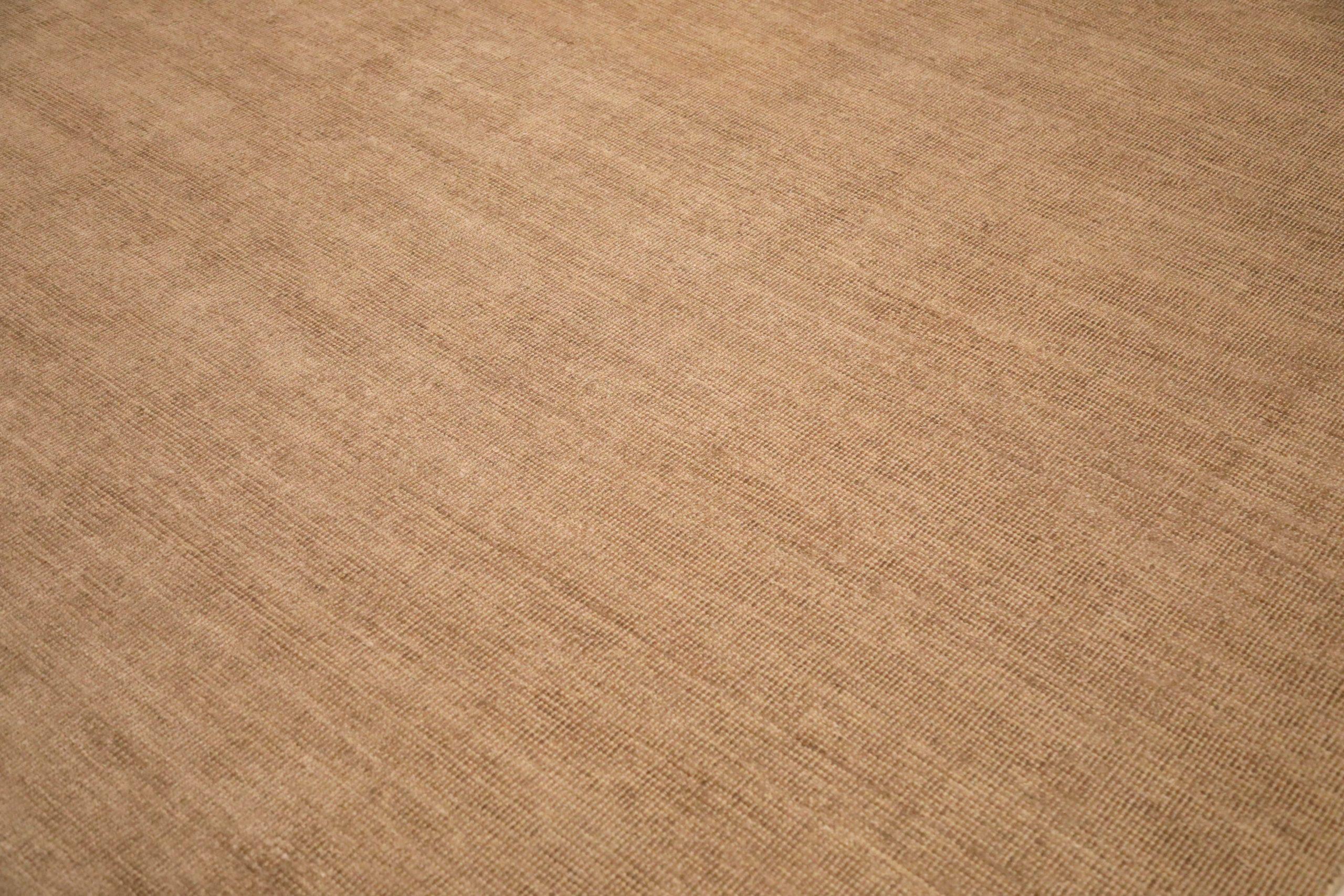 Modern India Solid Area Rugs - Wool Brown Ivory Design - 93733 For Sale