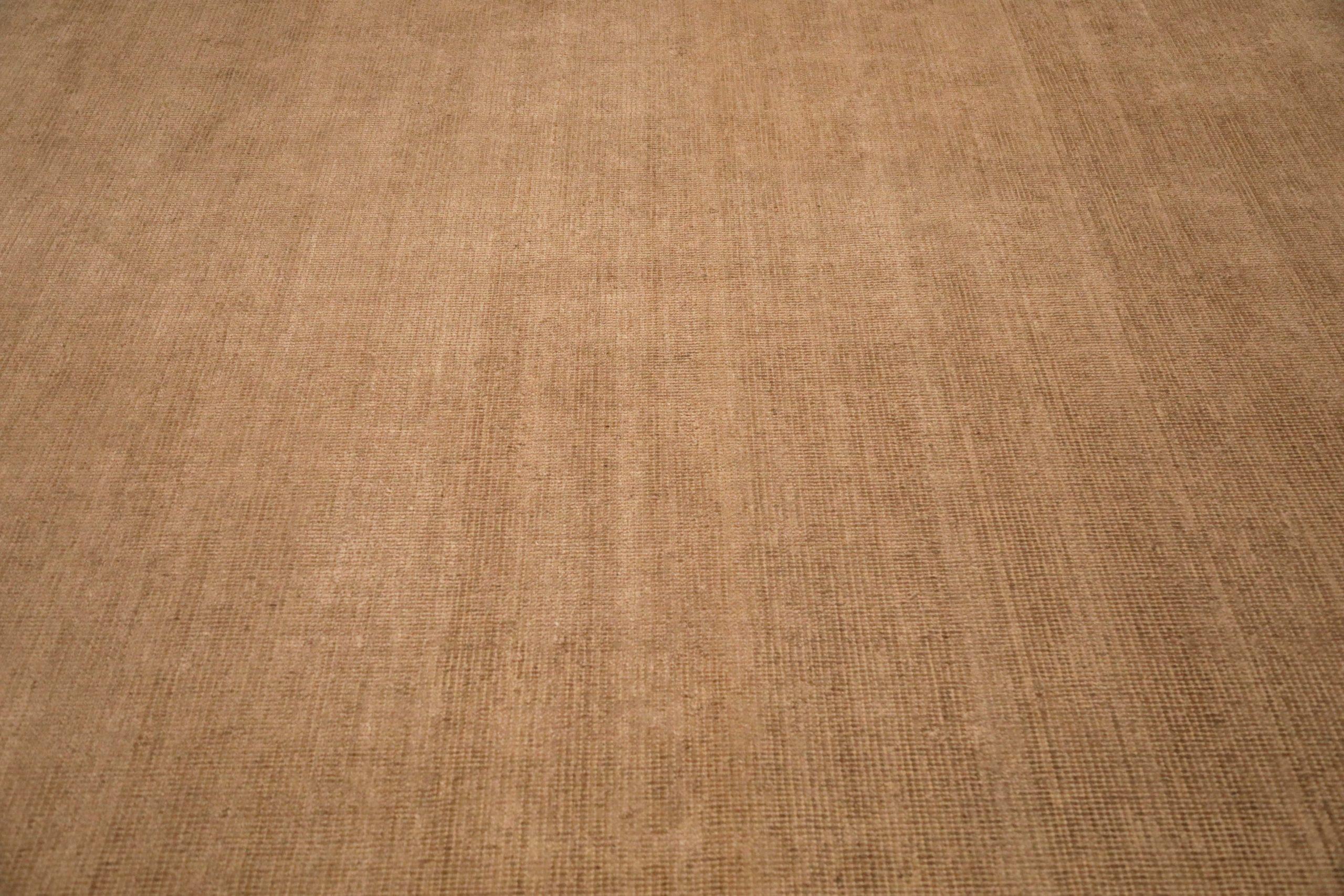 Indian India Solid Area Rugs - Wool Brown Ivory Design - 93733 For Sale