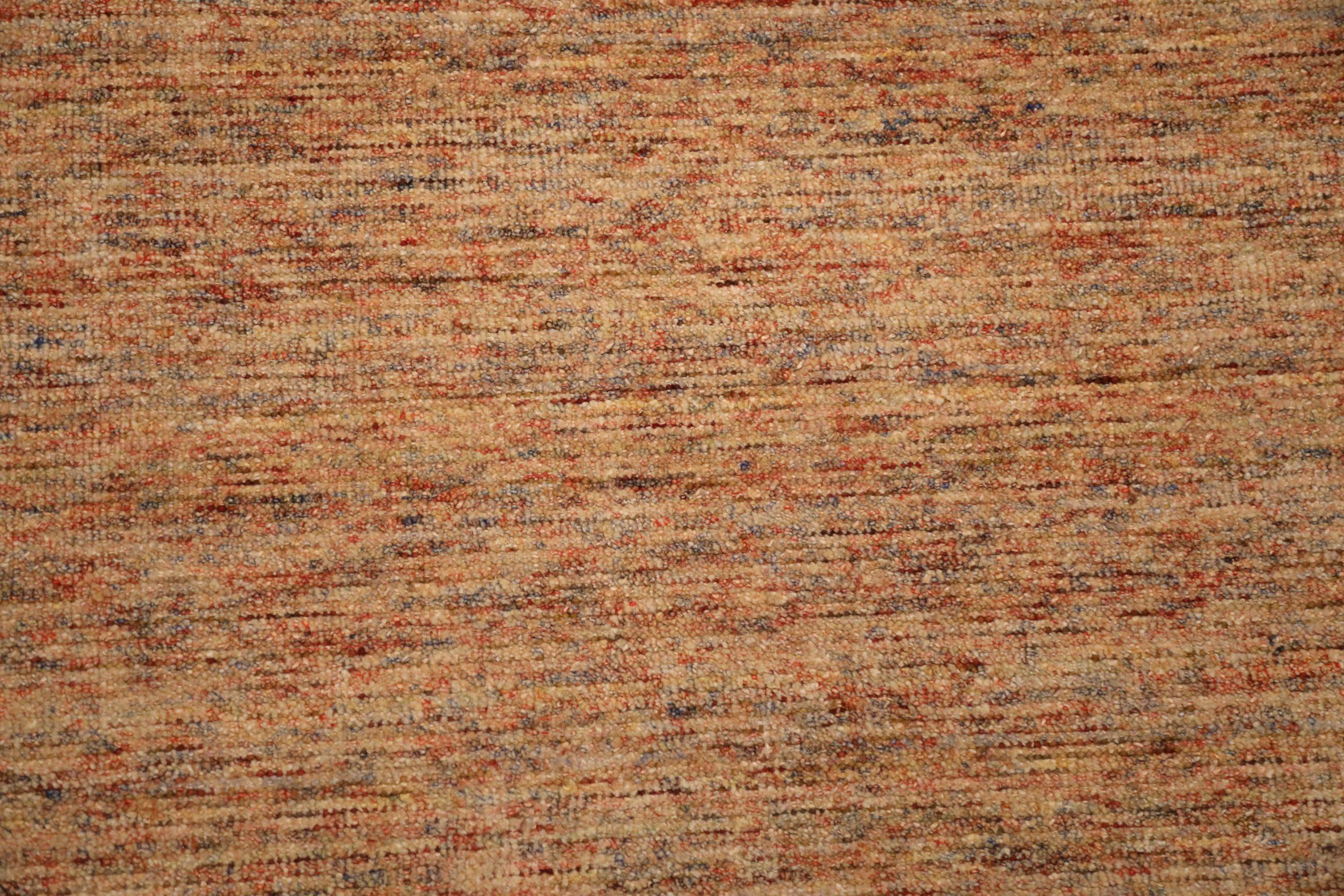 Indian India Solid Area Rugs - Wool Brown Ivory Red Design - 93735 For Sale