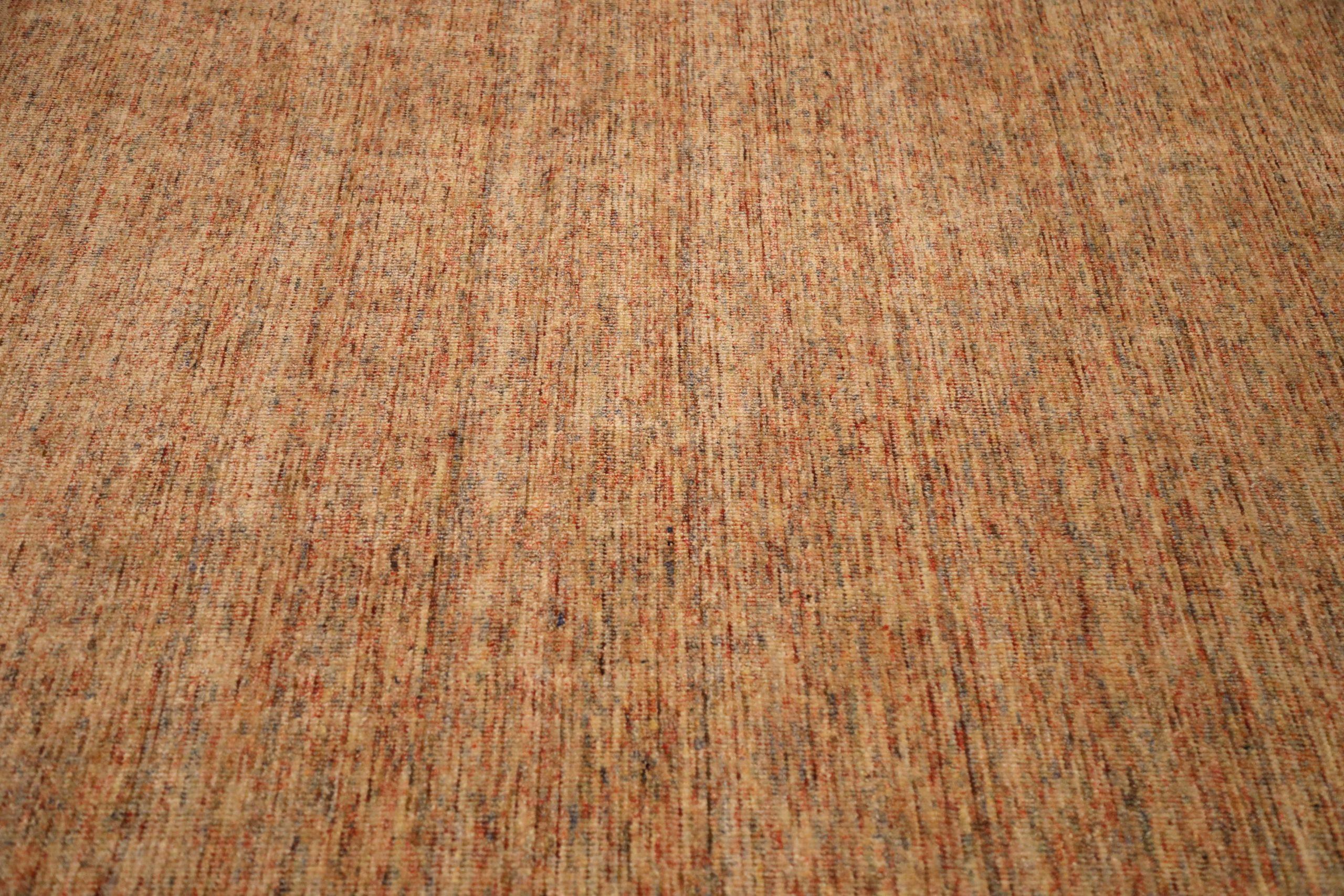 India Solid Area Rugs - Wool Brown Ivory Red Design - 93735 In Excellent Condition For Sale In Dallas, TX