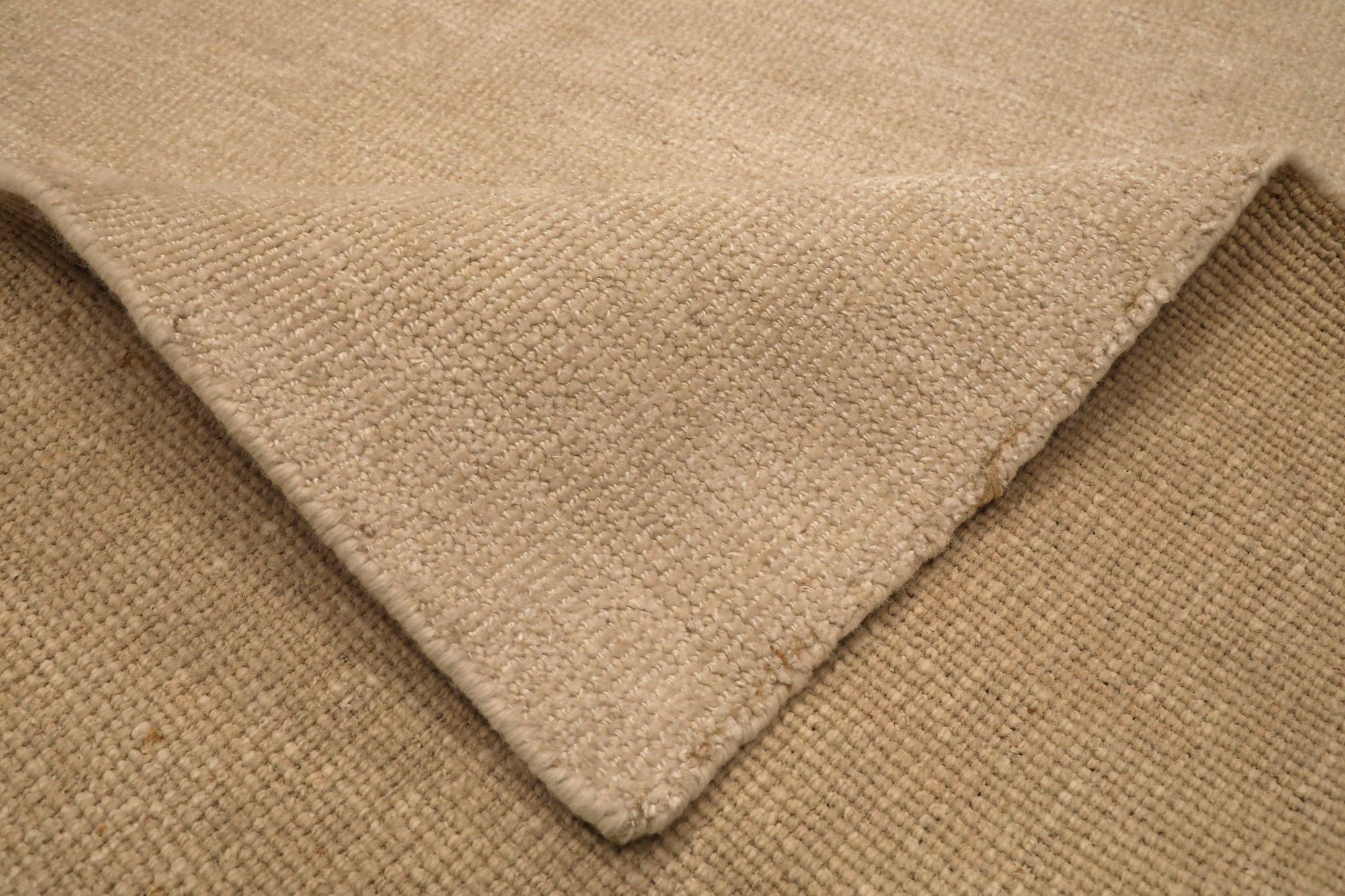 Indian India Solid Area Rugs - Wool Ivory Design - 93683 For Sale