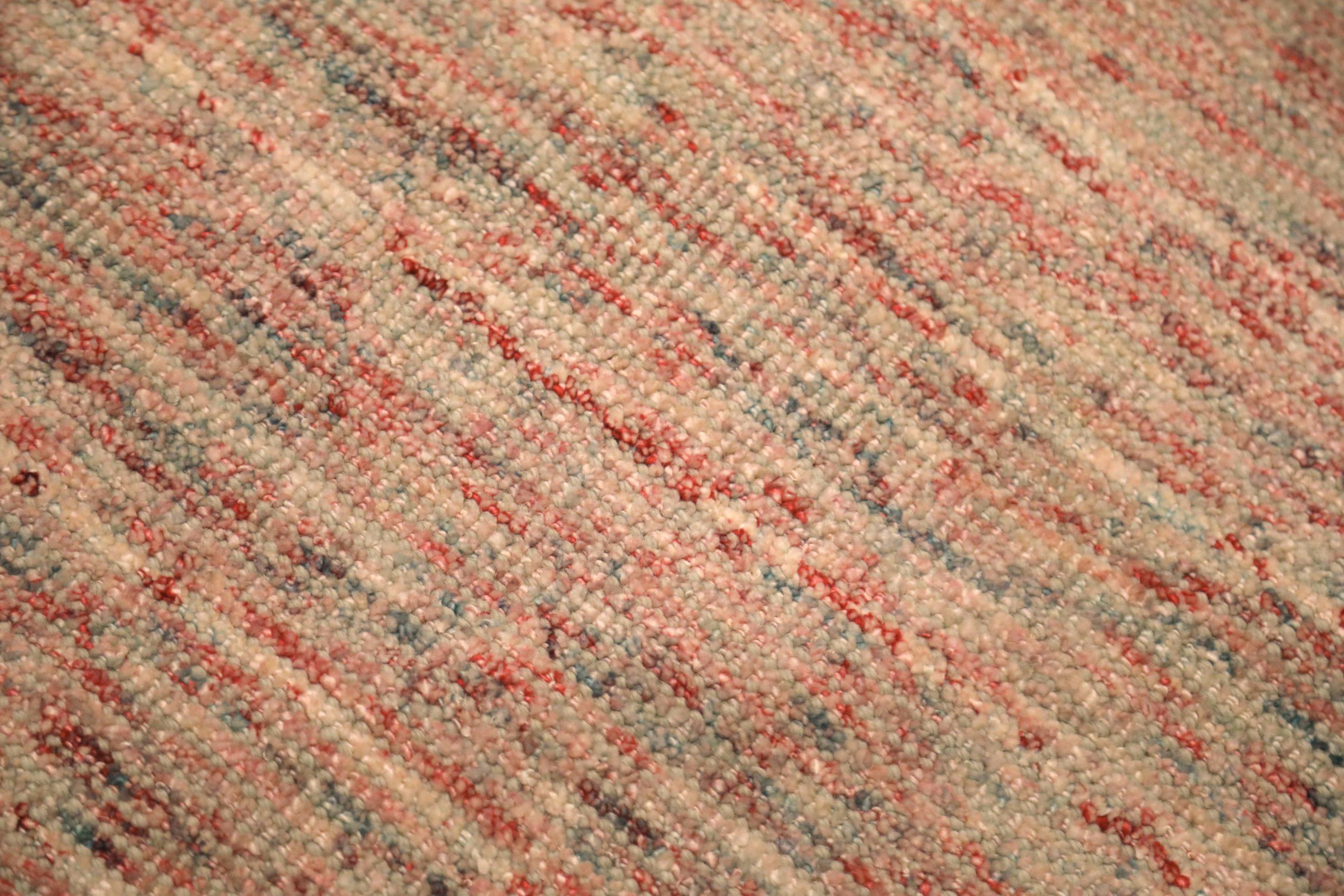 Indische massive Teppiche aus Wolle – elfenbeinfarben-rotes Design – 93726 im Zustand „Hervorragend“ im Angebot in Dallas, TX