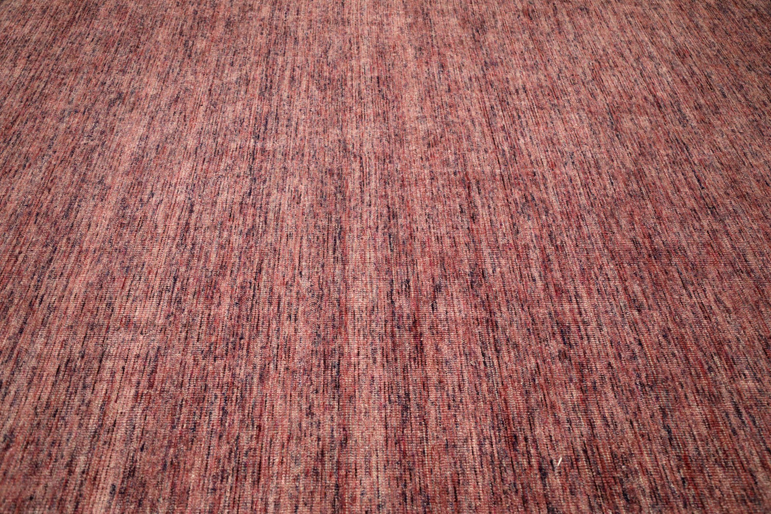 Indian India Solid Area Rugs - Wool Pink Red Design - 93731 For Sale