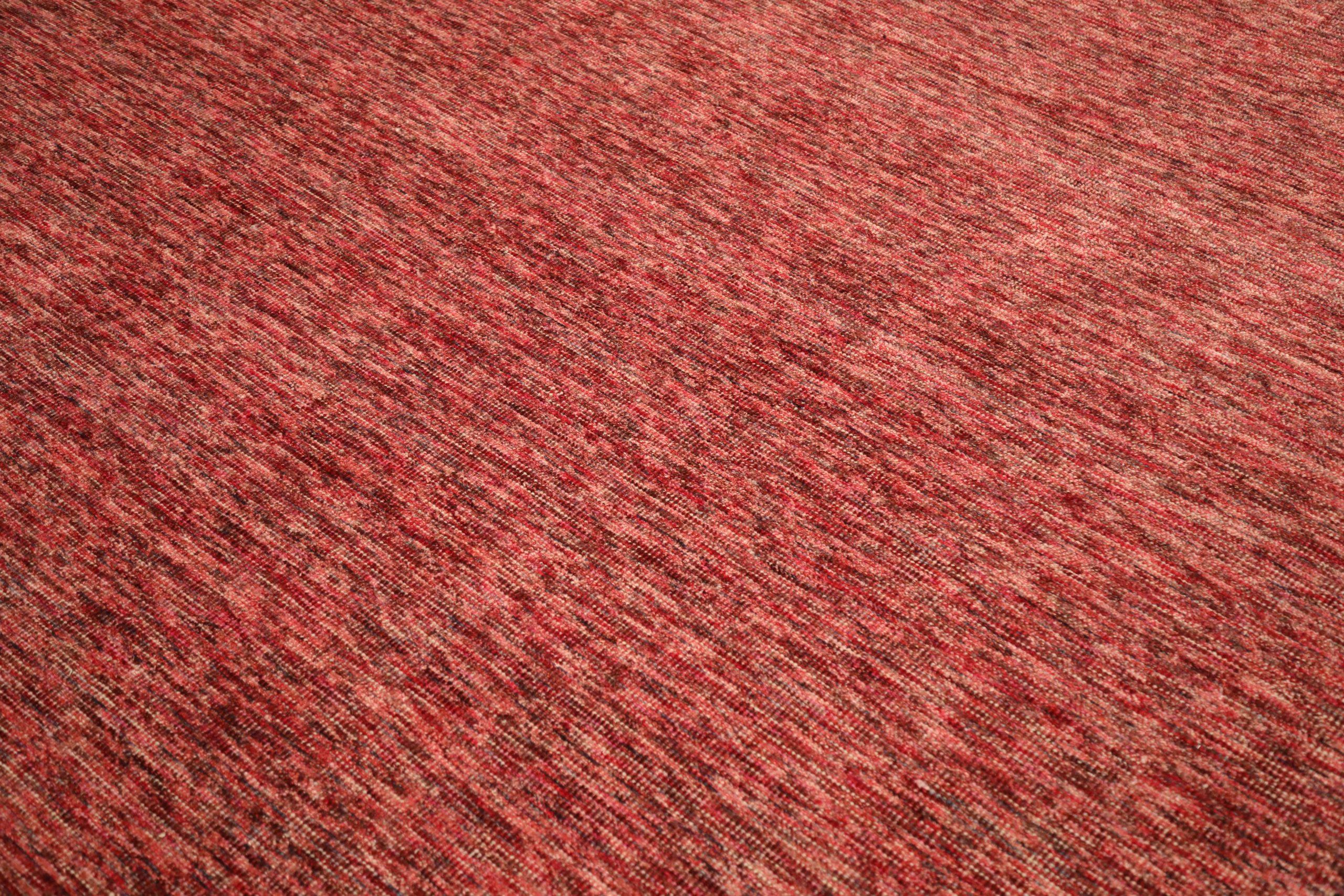 Indische massive Teppiche – Wolle in Rot, massivem Design – 93690 (Moderne) im Angebot