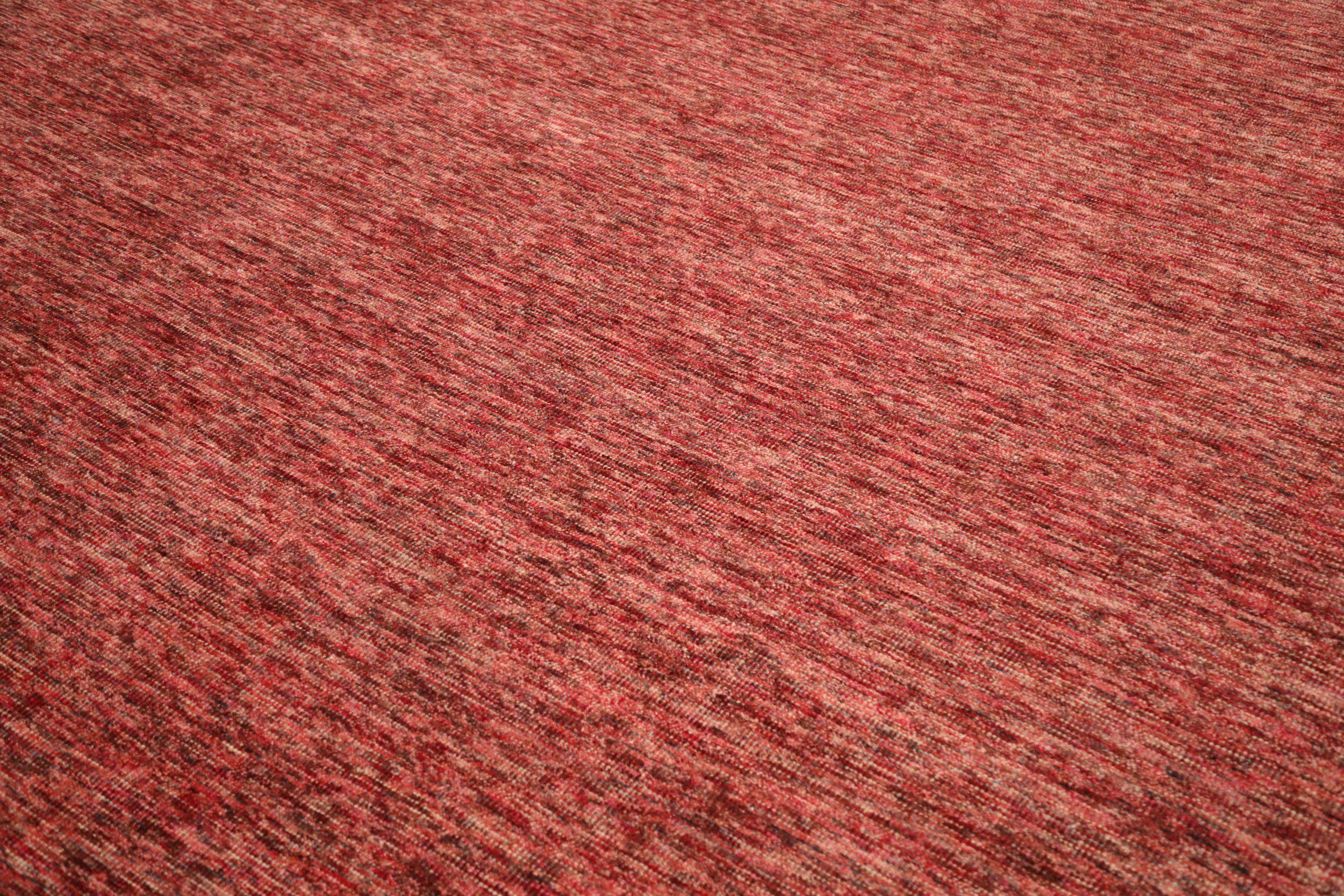 Indische massive Teppiche – Wolle in Rot, massivem Design – 93727 (Moderne) im Angebot