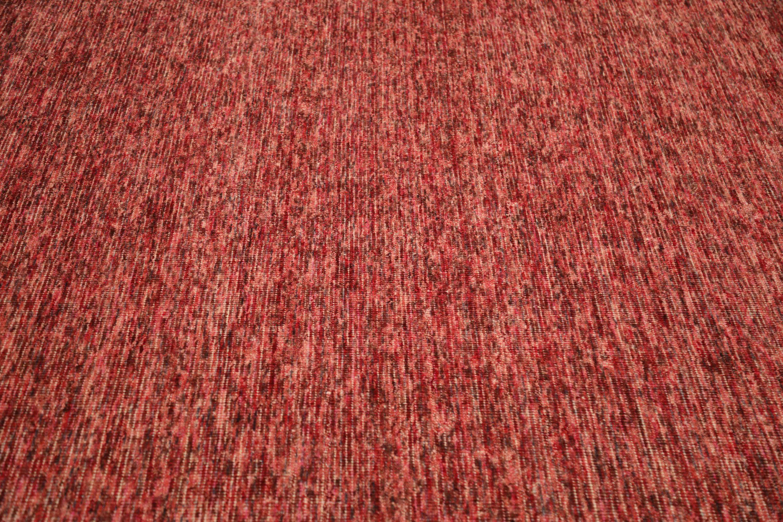 Indische massive Teppiche – Wolle in Rot, massivem Design – 93727 im Zustand „Hervorragend“ im Angebot in Dallas, TX
