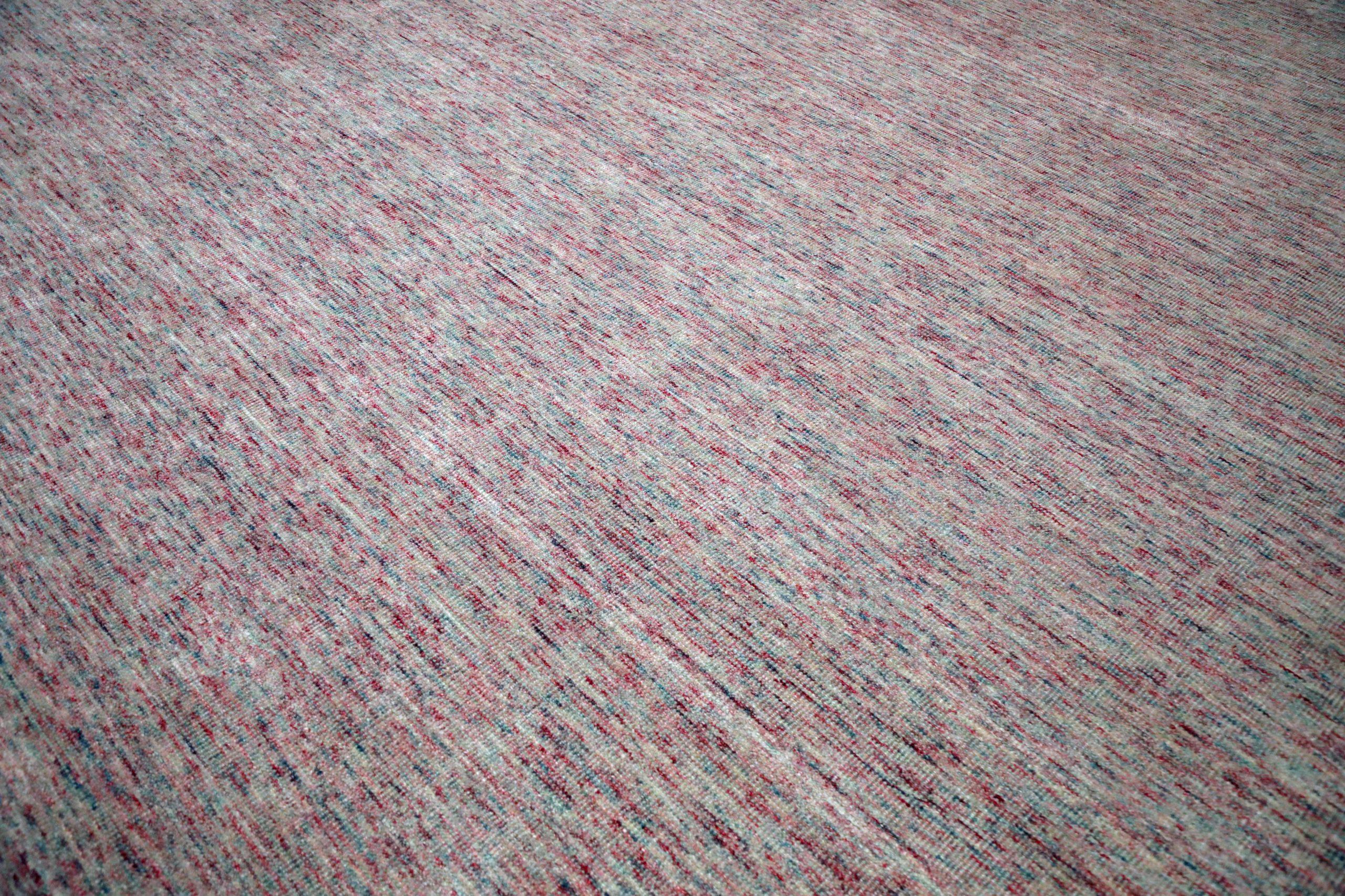 Indien Solid Over Size Teppich - Wolle Blau Elfenbein Rot Design - 93710 (Indisch) im Angebot