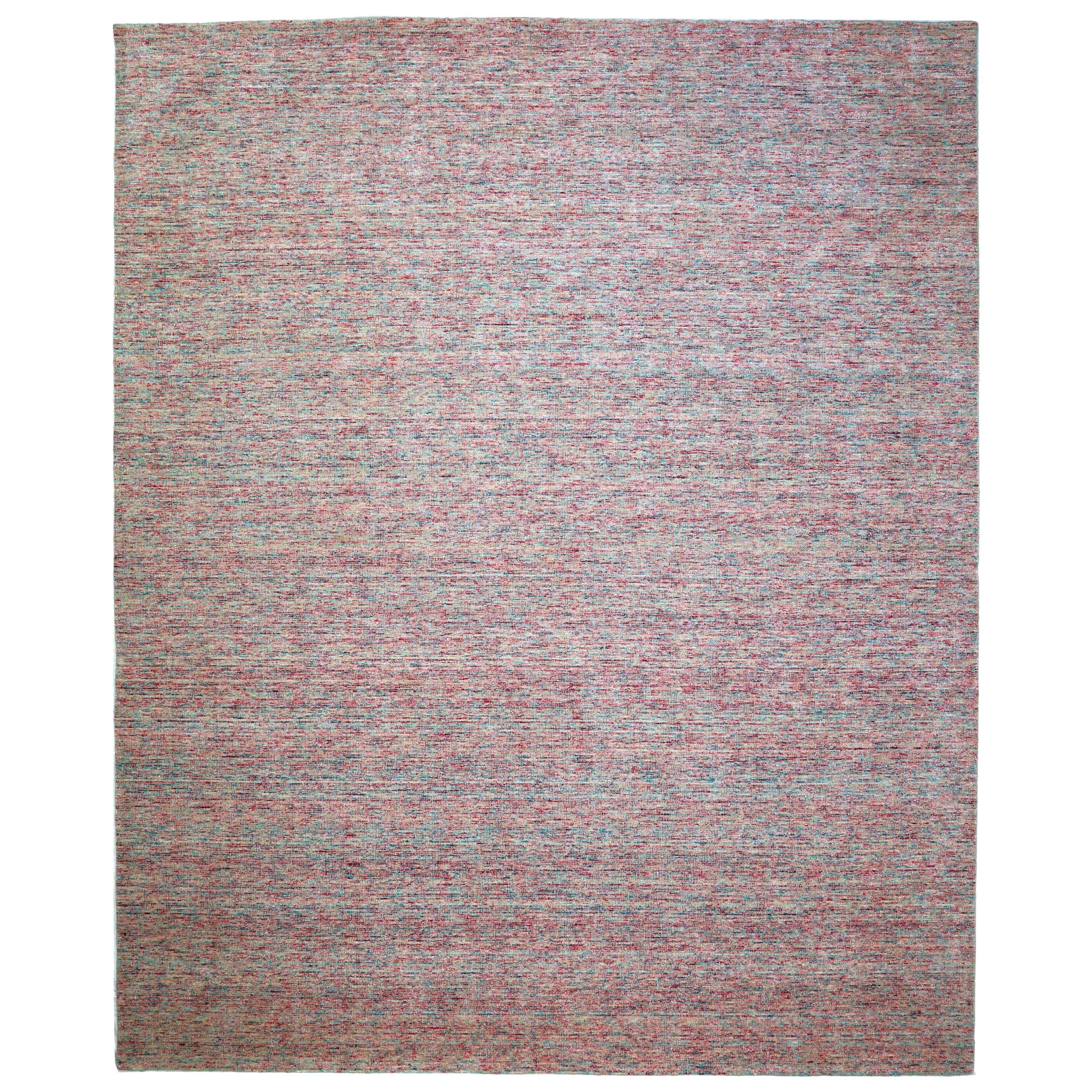 Indien Solid Over Size Teppich - Wolle Blau Elfenbein Rot Design - 93710 im Angebot