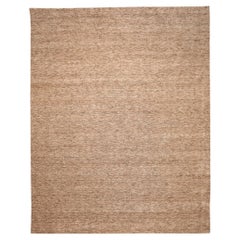 India Solid Over Size Rug - Wool Brown Design - 93704