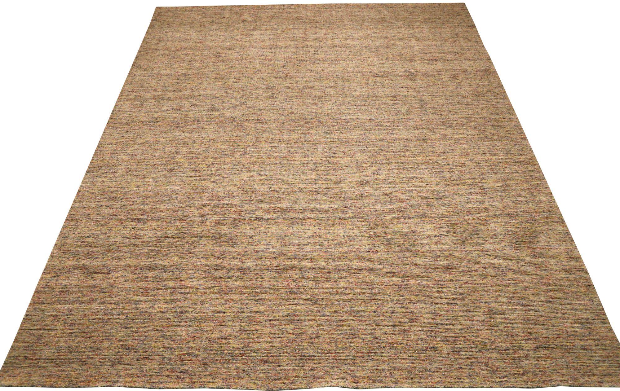 Indien Solid Over Size Teppich - Wolle Elfenbein Rot Gelb Design - 93703 (Moderne) im Angebot