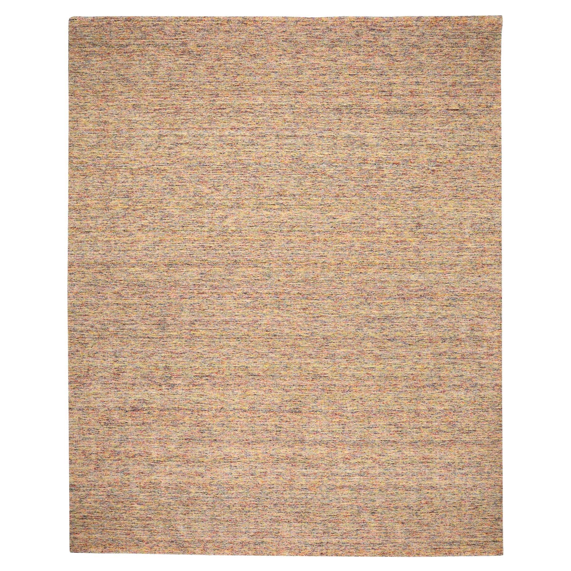Indien Solid Over Size Teppich - Wolle Elfenbein Rot Gelb Design - 93703