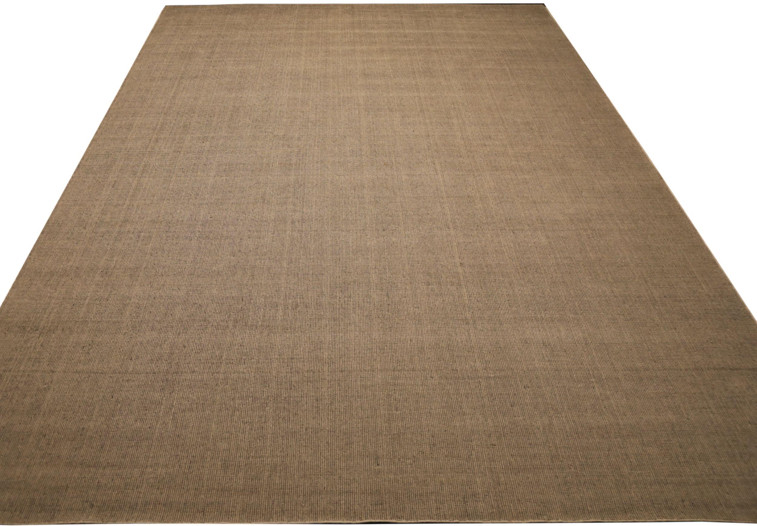 Indischer massiver Over Size-Teppich aus Wolle in Elfenbein und Taupe - 93676 (Moderne) im Angebot
