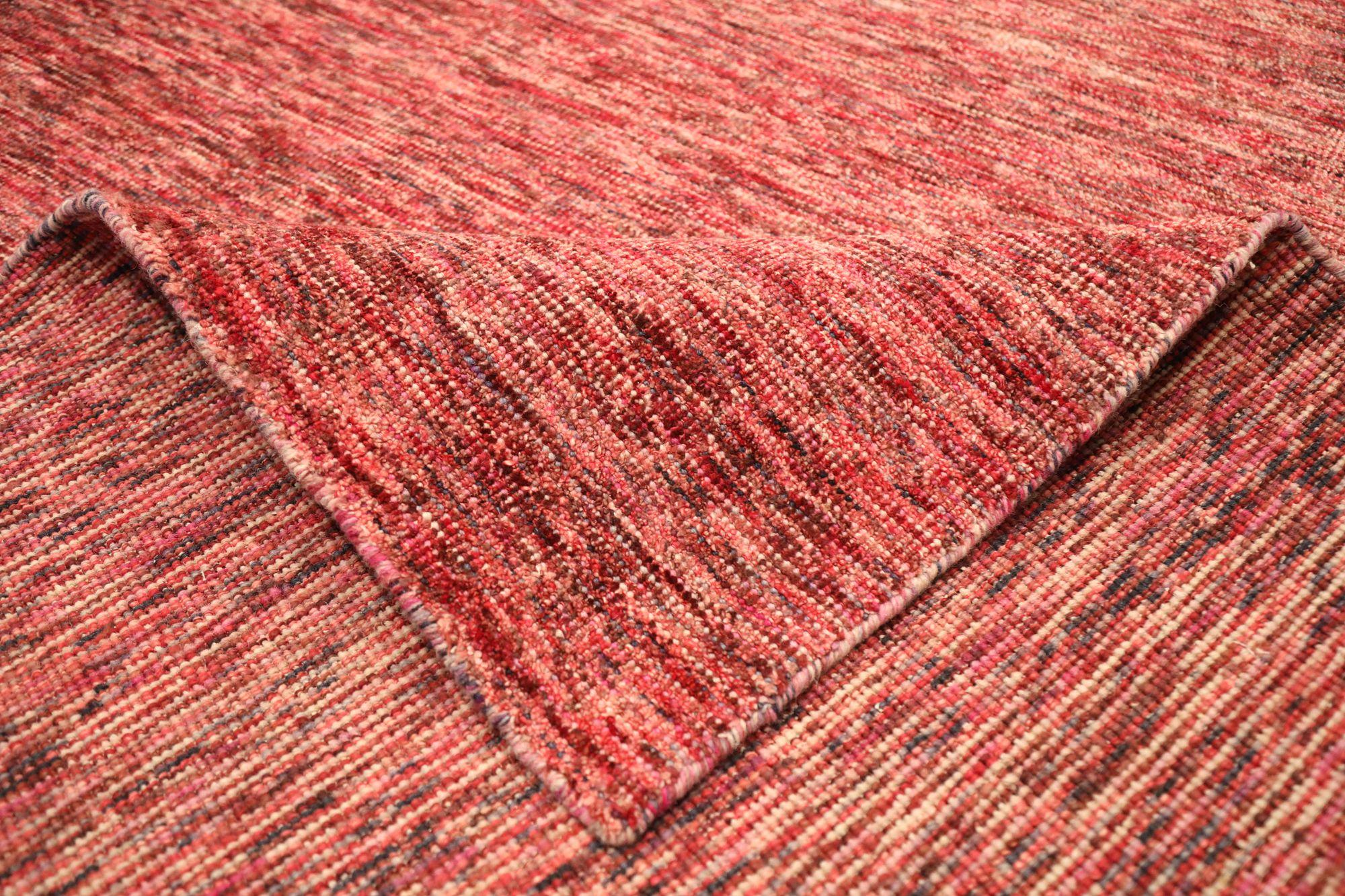 Moderno Tappeti quadrati solidi dell'India - Lana, design rosa e rosso - 93705 in vendita