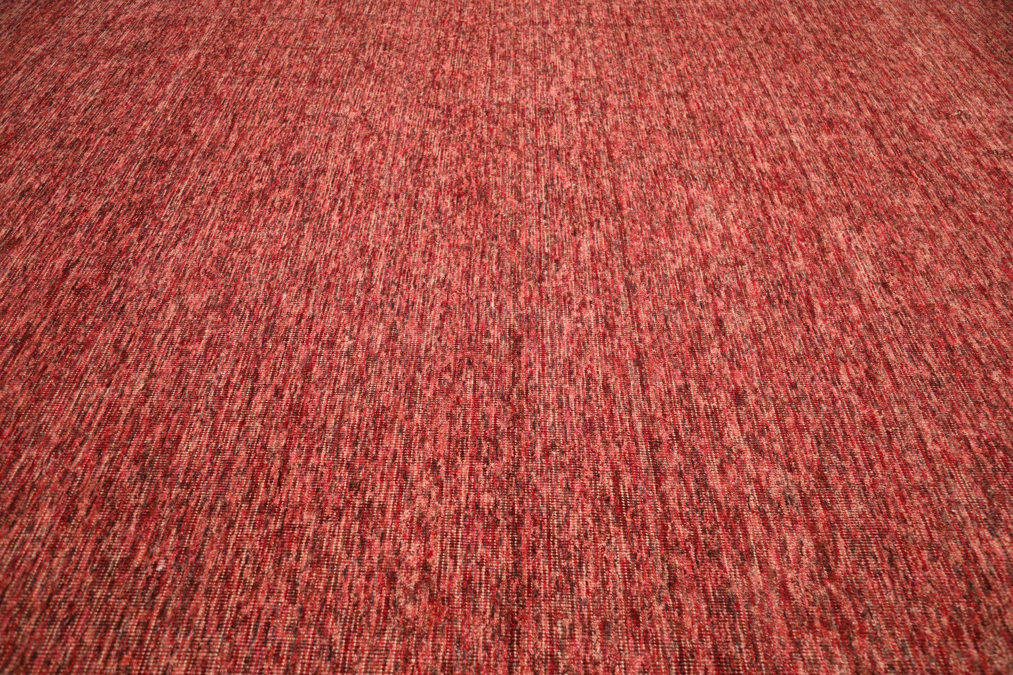 Tappeti quadrati solidi dell'India - Lana, design rosa e rosso - 93705 In condizioni ottime in vendita a Dallas, TX