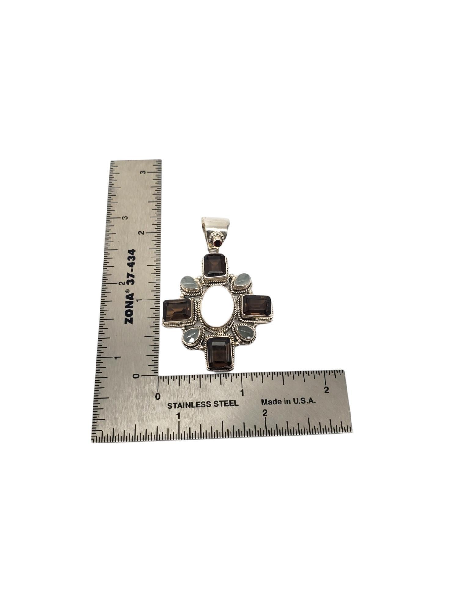 India Sterling Silver Rose Quartz Maltese Cross Pendant #20741 For Sale 1