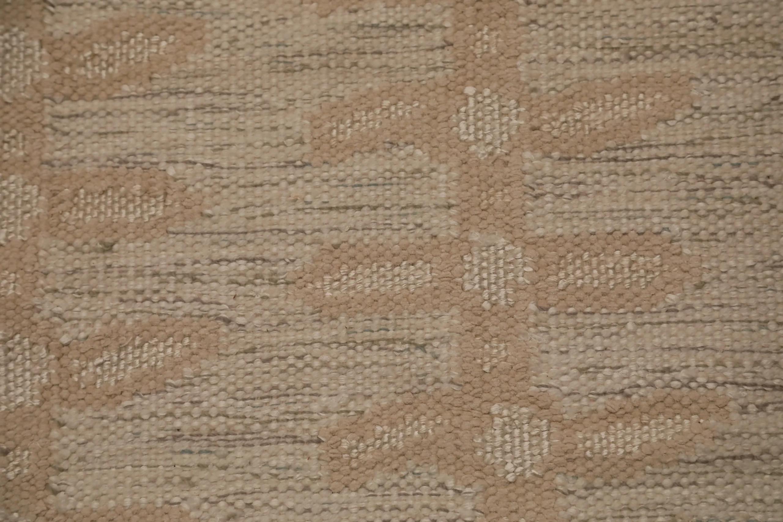 Moderno Tappeti India Swedish Collection Circa 1990 - Lana Avorio Taupe Design - 96239 in vendita