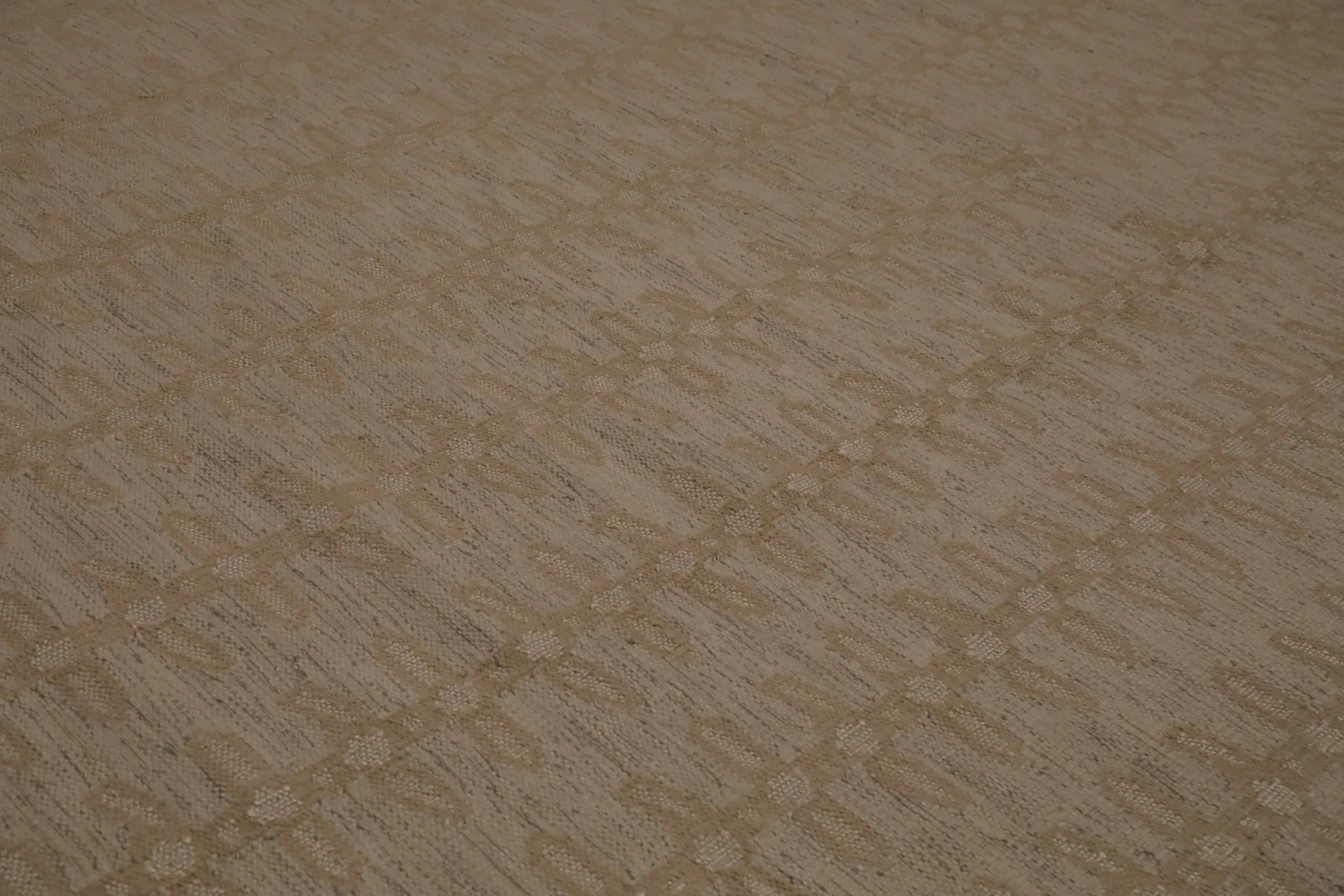 Indiano Tappeti India Swedish Collection Circa 1990 - Lana Avorio Taupe Design - 96239 in vendita