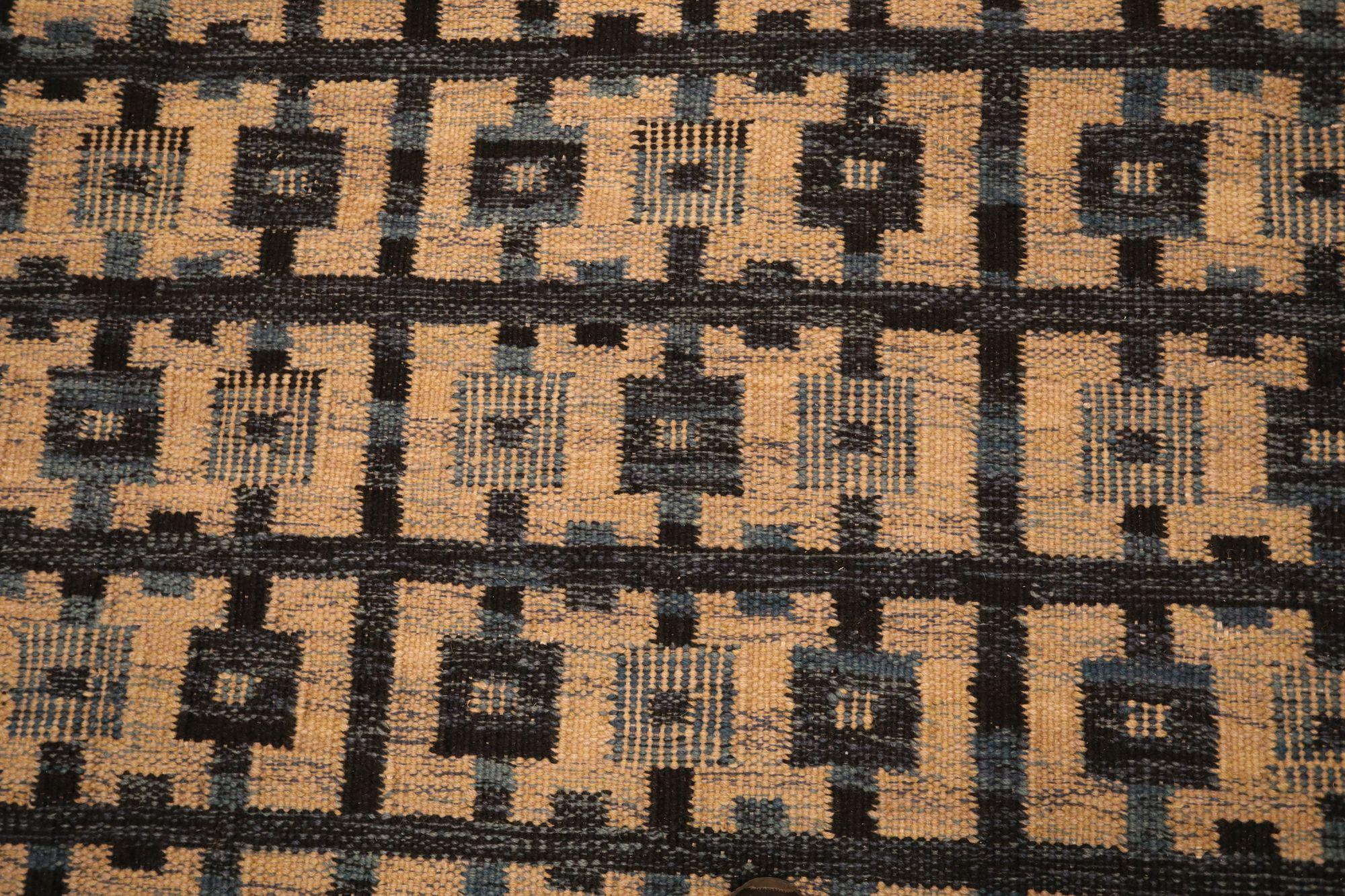 India Swedish Collection Teppiche - Wolle Schwarz Elfenbein Gelb - 93418 (Indisch) im Angebot