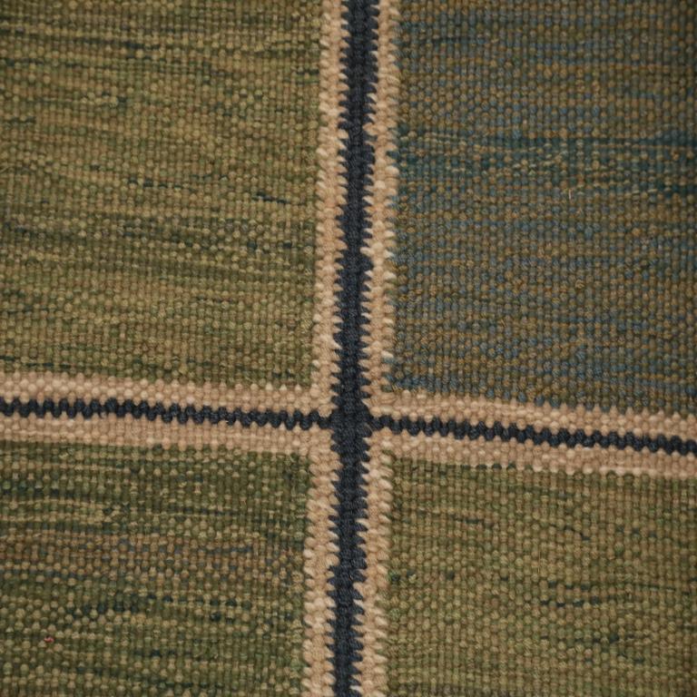 Moderne Tapis de collection suédois - Laine bleu vert ivoire - 96243 en vente
