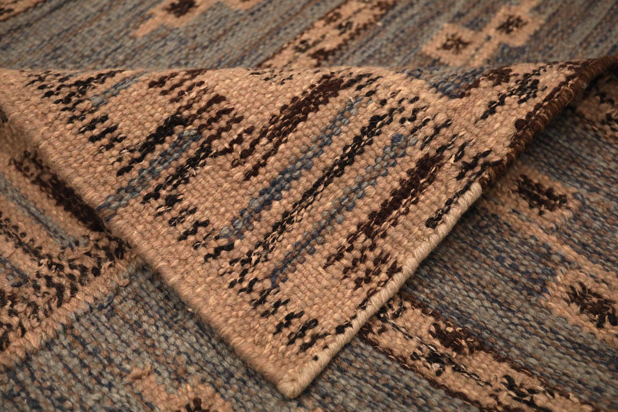 India Swedish Collection Teppiche - Wolle Brown Gray Design - 93421 im Zustand „Hervorragend“ im Angebot in Dallas, TX